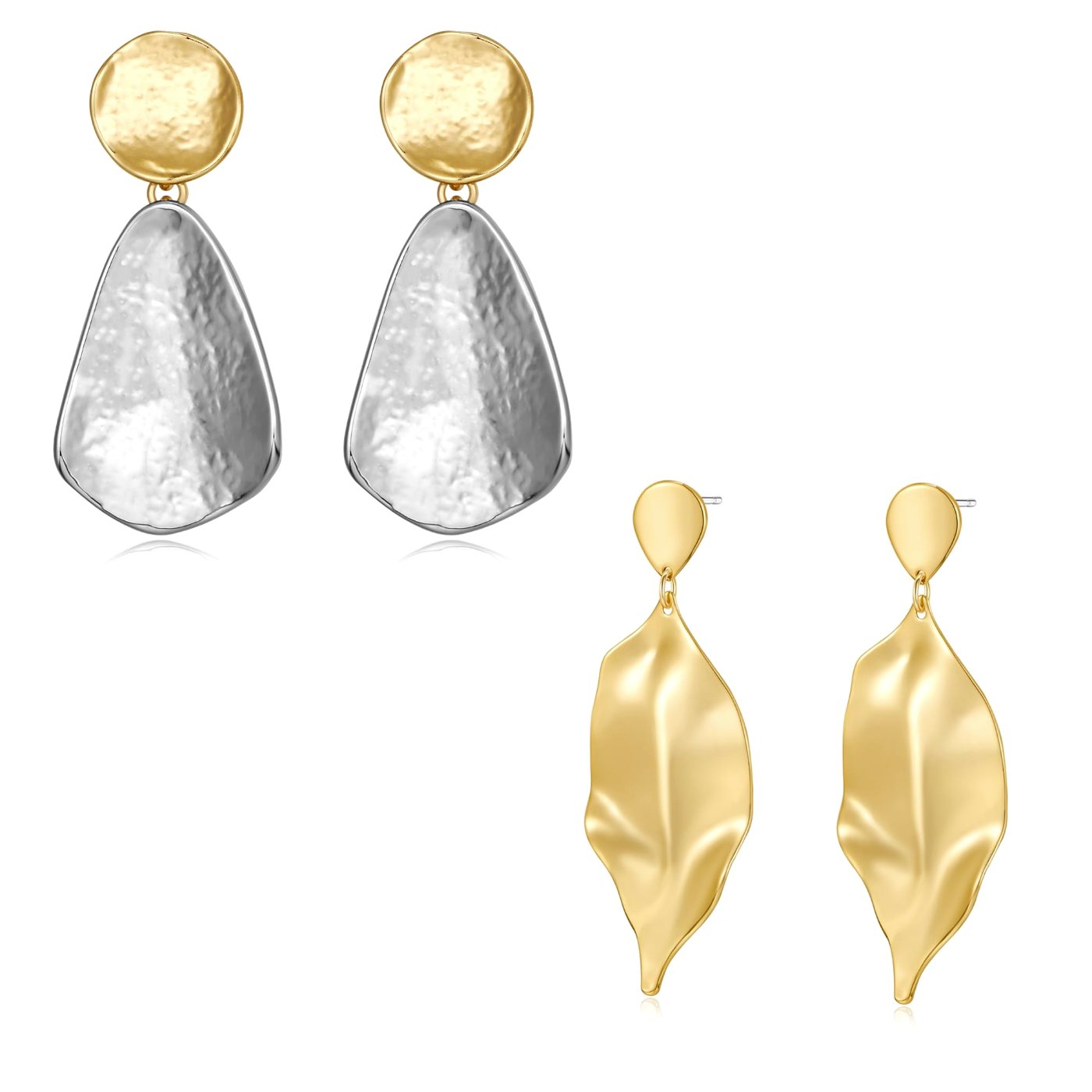 YUJIE Hammered Drop Earrings, Hammered Drop, gold tone