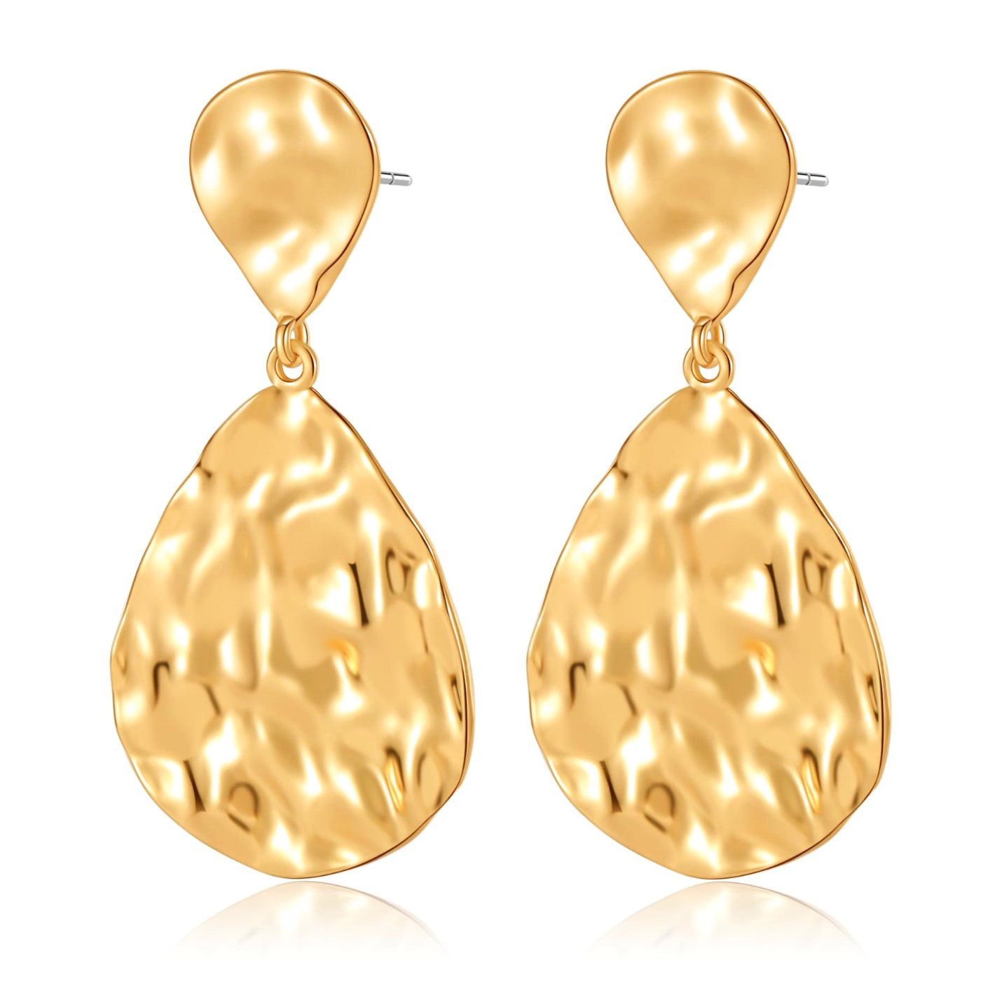 YUJIE Hammered Teardrop Drop Earrings, gold tone