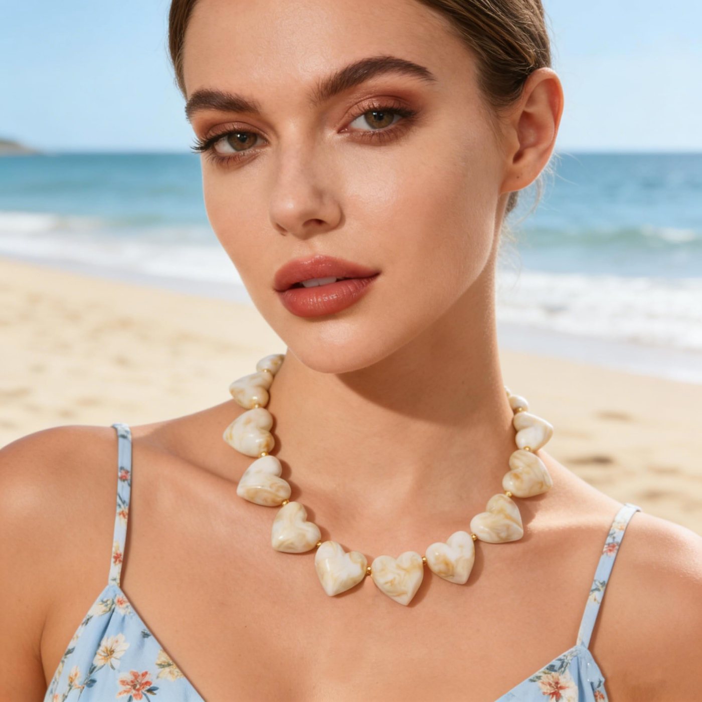 YUJIE Heart Choker, Beige, second view