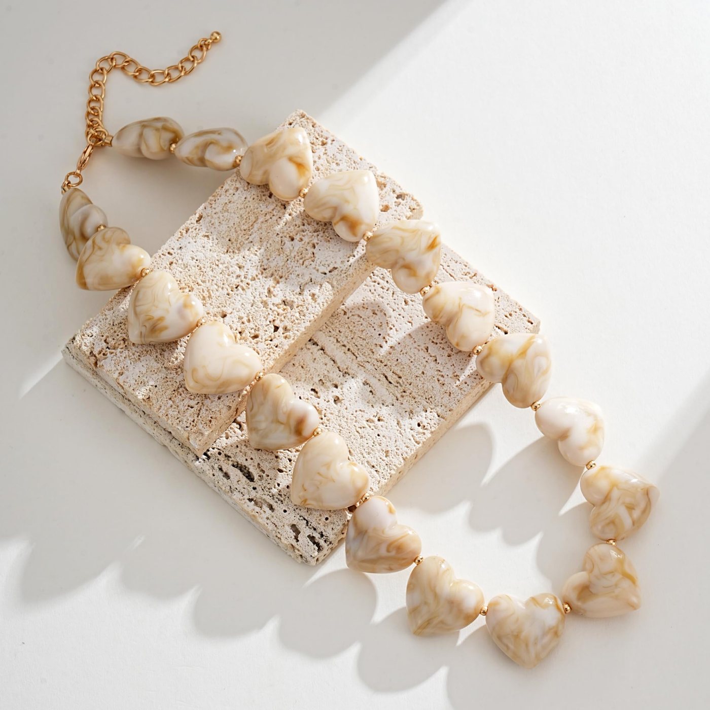 YUJIE Heart Choker, Beige, view 5