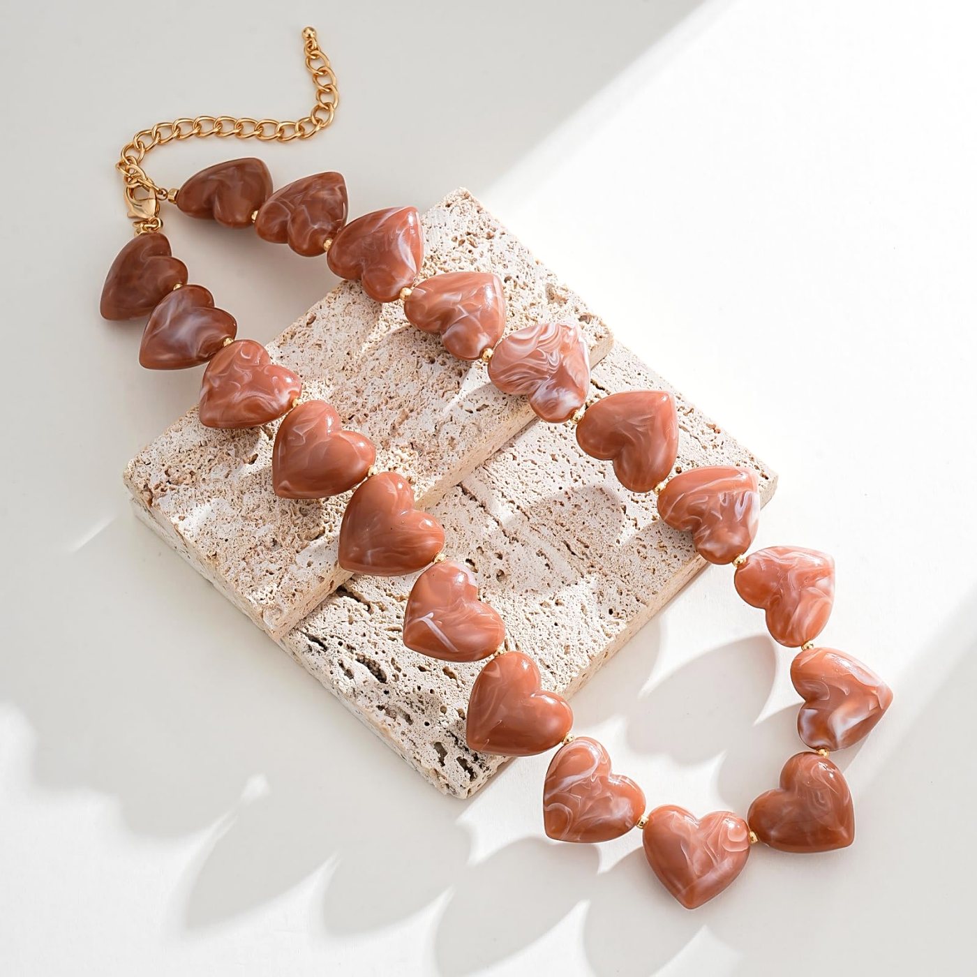 YUJIE Heart Choker, Brown, view 5