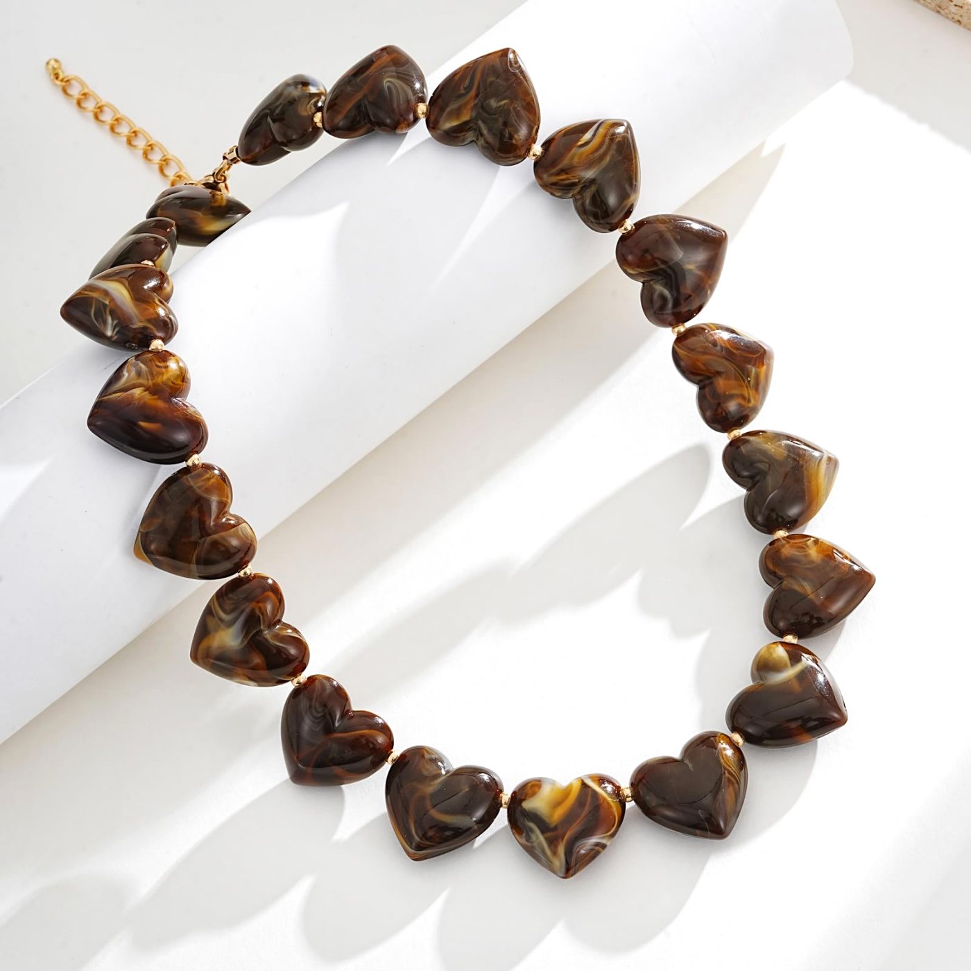 YUJIE Heart Choker, Dark Brown, second view