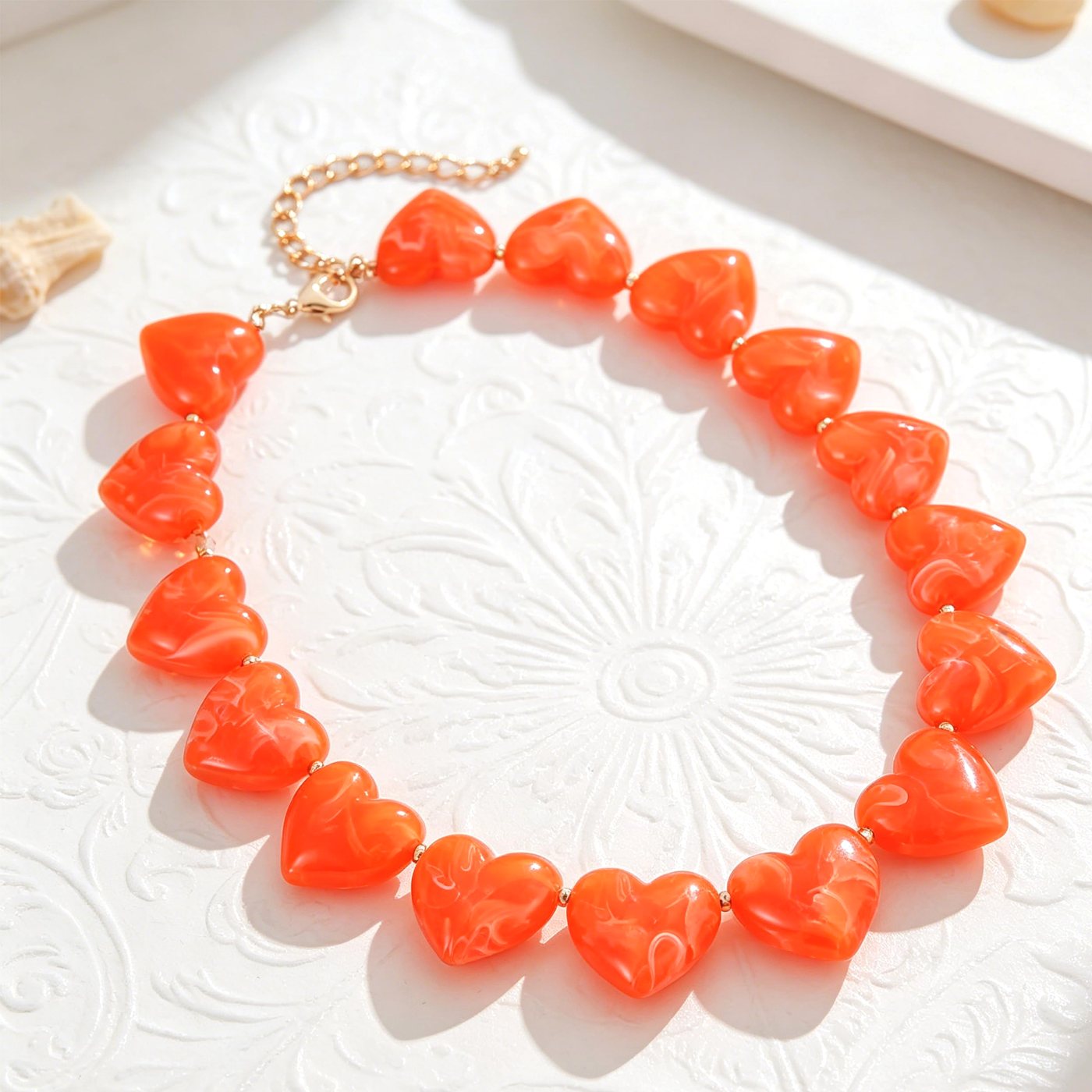 YUJIE Heart Choker, Orange, view 5
