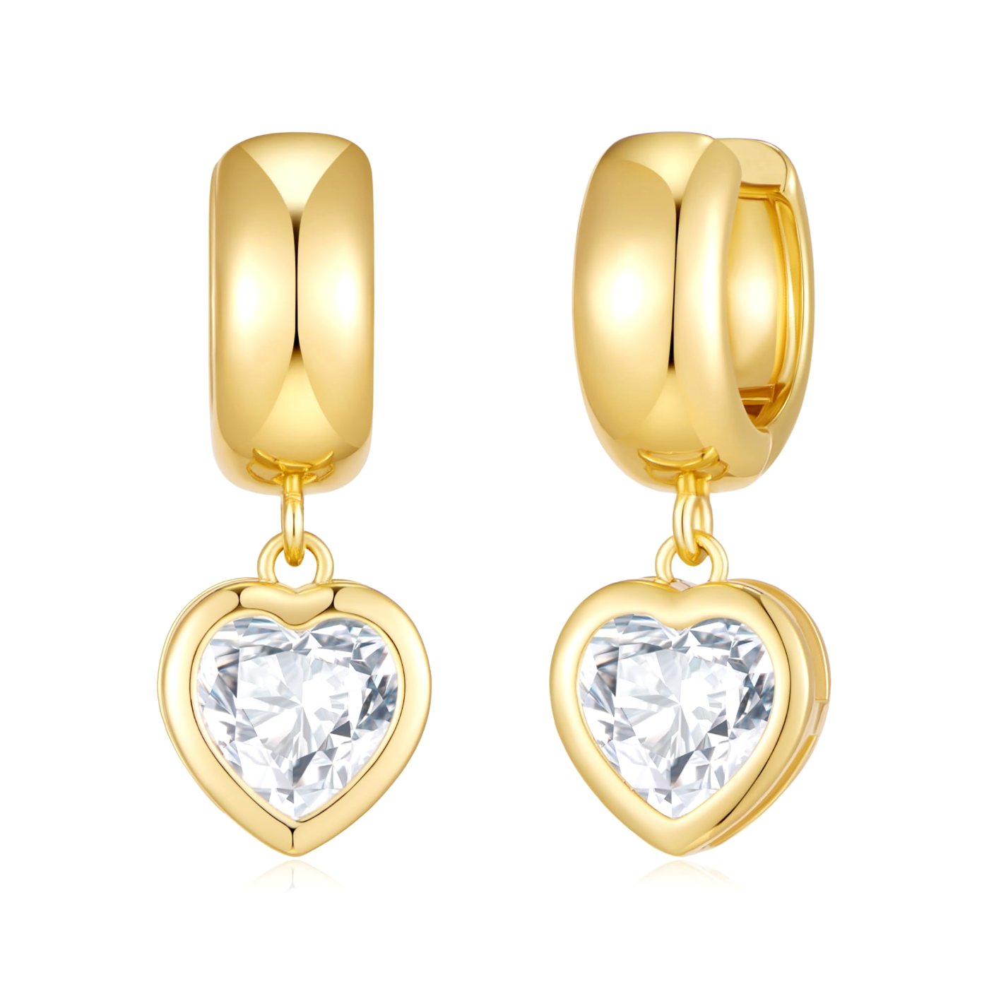 YUJIE Heart Drop Earrings, Crystal Heart Drop, gold tone