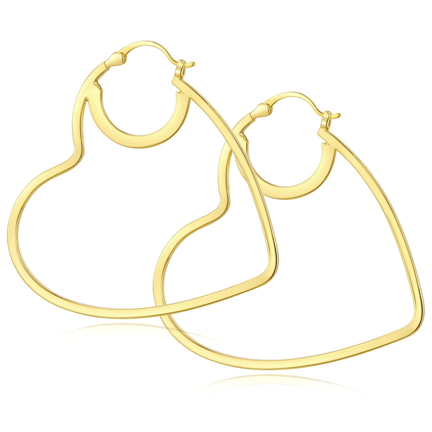 YUJIE Heart Hoops, Open Heart, gold tone