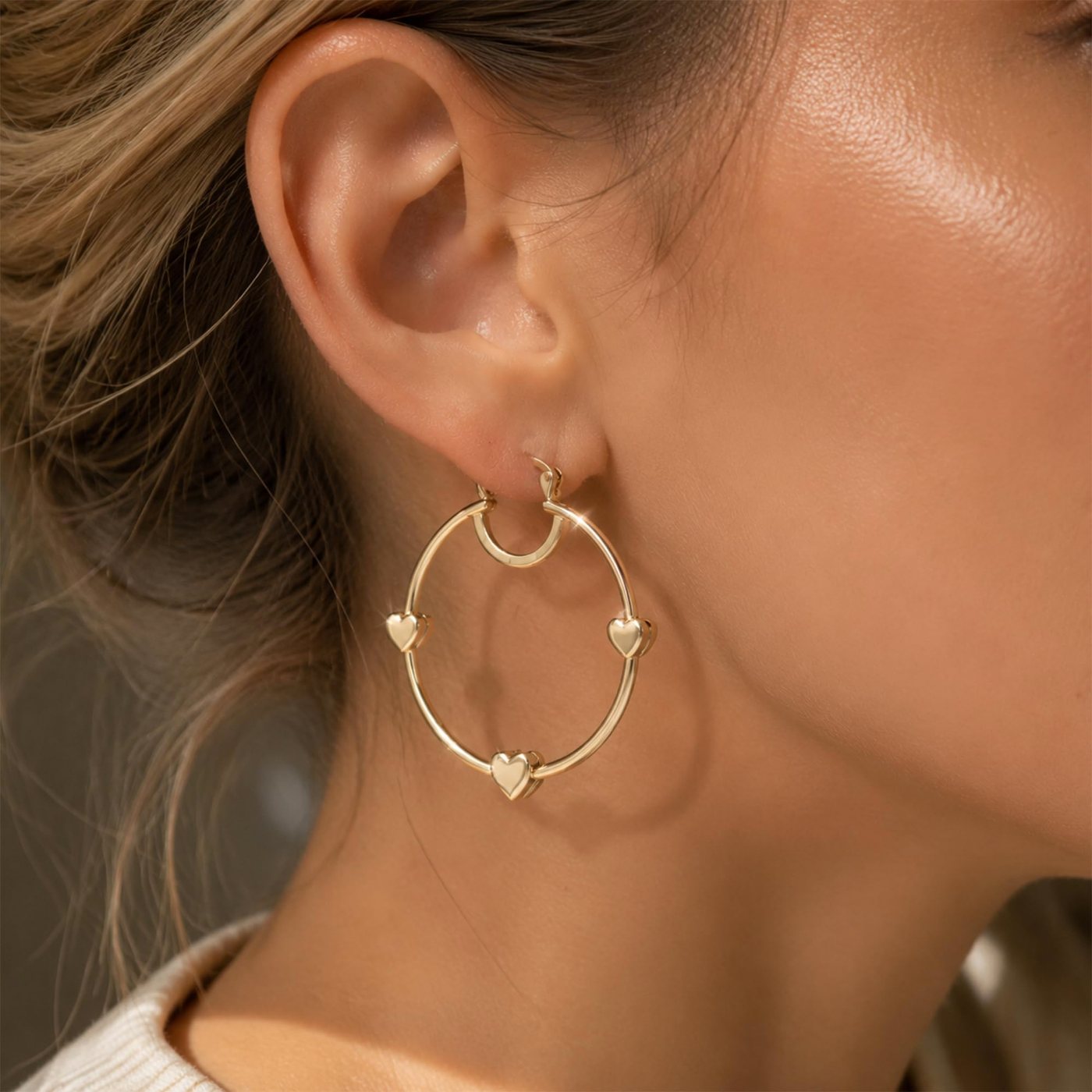 YUJIE Heart Hoops, Heart Accents, view 3