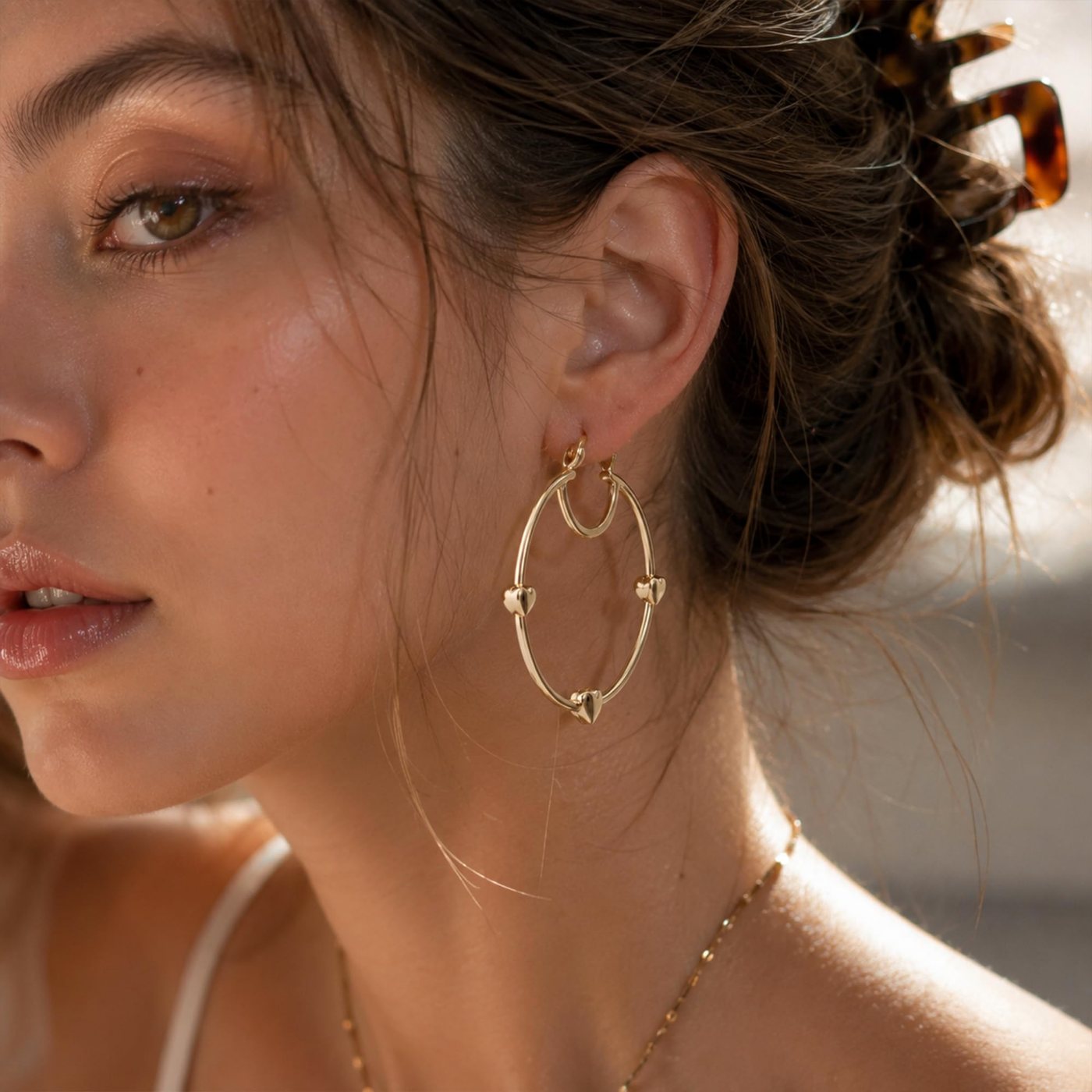 YUJIE Heart Hoops, Heart Accents, view 4
