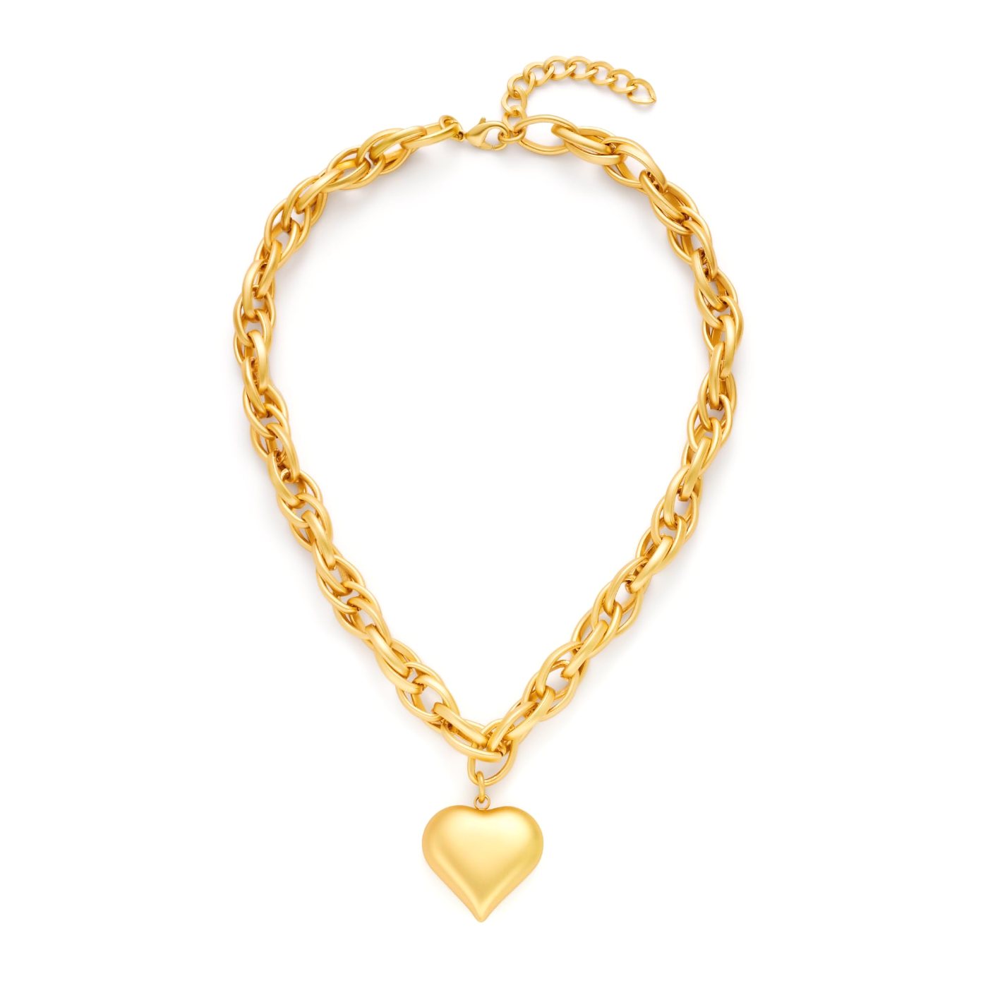 YUJIE Heart Pendant Necklace, Gold Paperclip Chain, gold tone