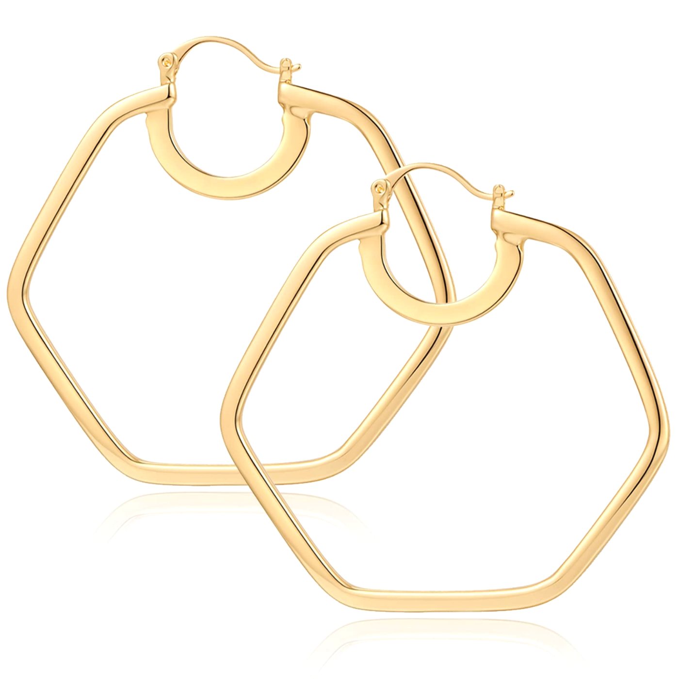 YUJIE Hexagon Hoops, Gold Tone, gold tone