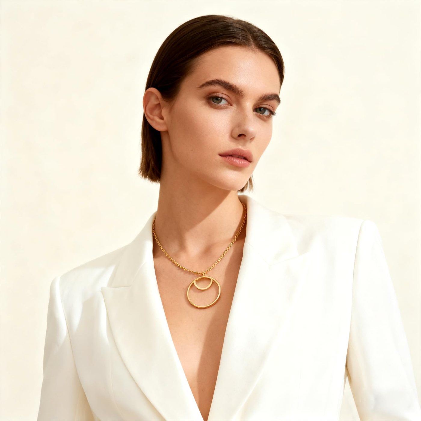 YUJIE Hexagon Pendant Necklace, Round Pendant, second view