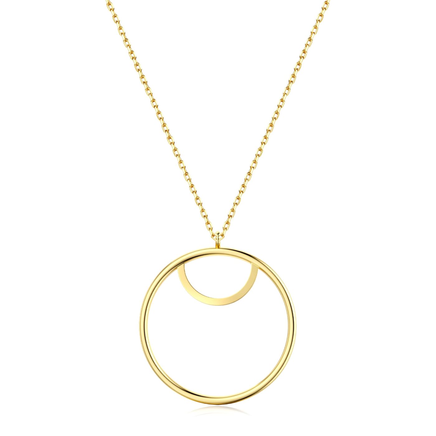 YUJIE Hexagon Pendant Necklace, Round Pendant, gold tone