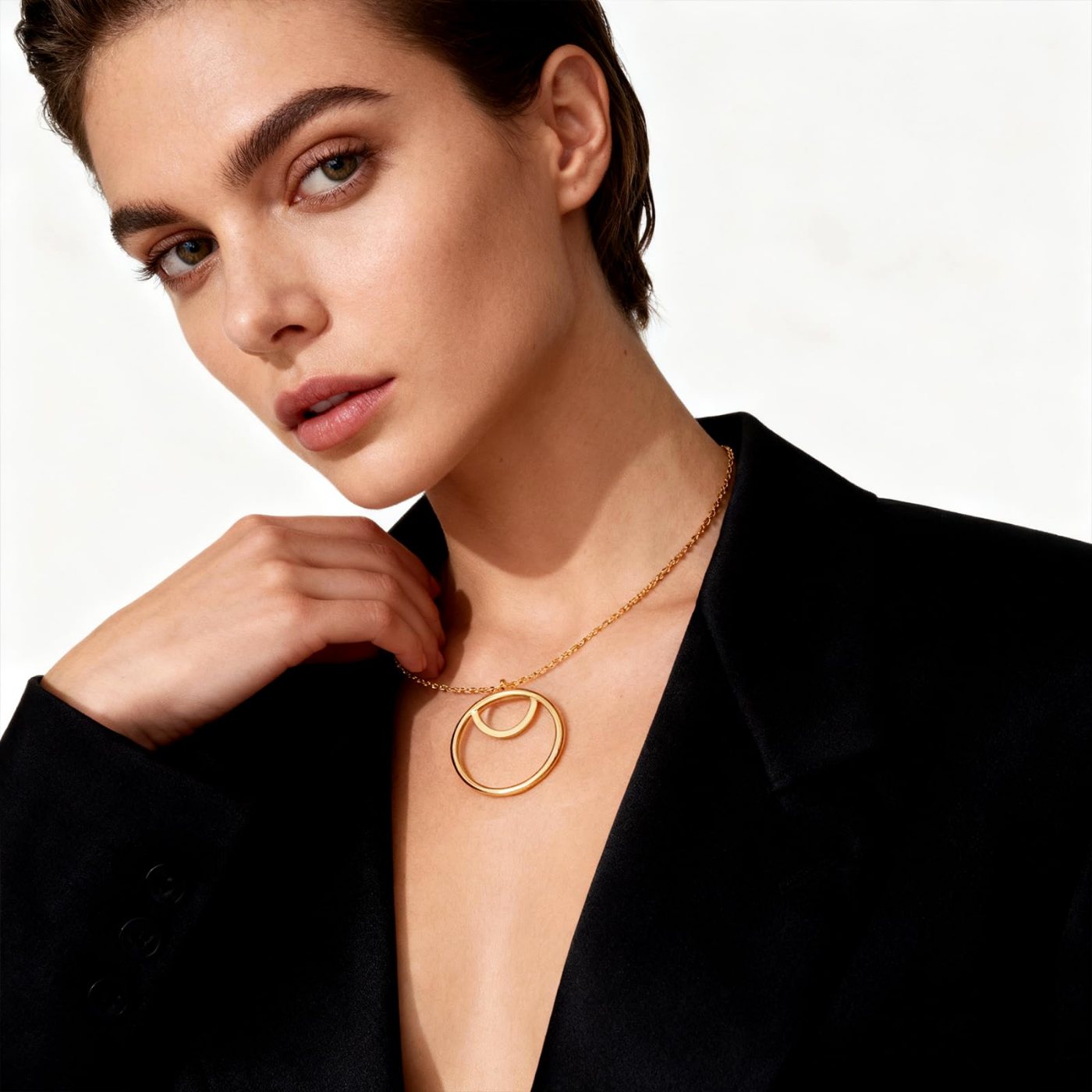 YUJIE Hexagon Pendant Necklace, Round Pendant, view 3
