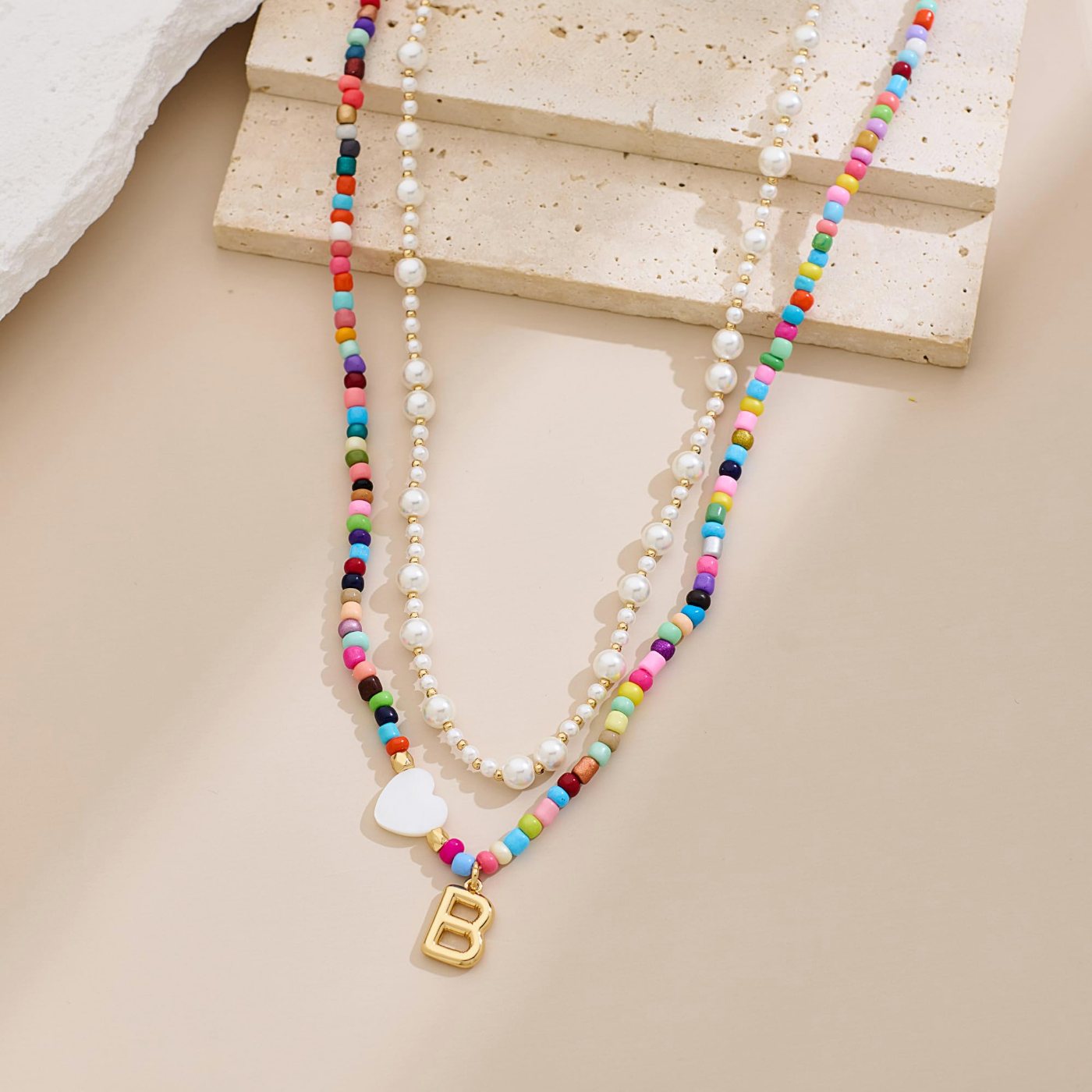 YUJIE Initial Pendant Necklace, color