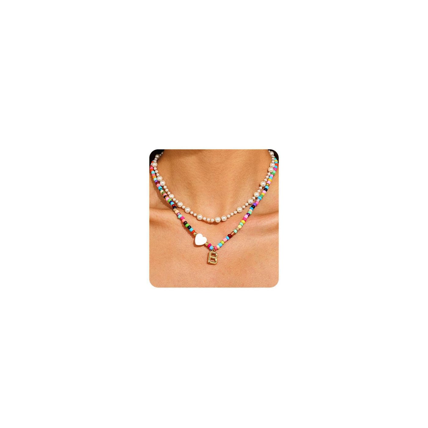 YUJIE Initial Pendant Necklace, second view