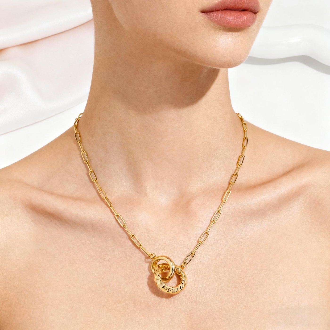 YUJIE Interlocking Ring Pendant Necklace, second view