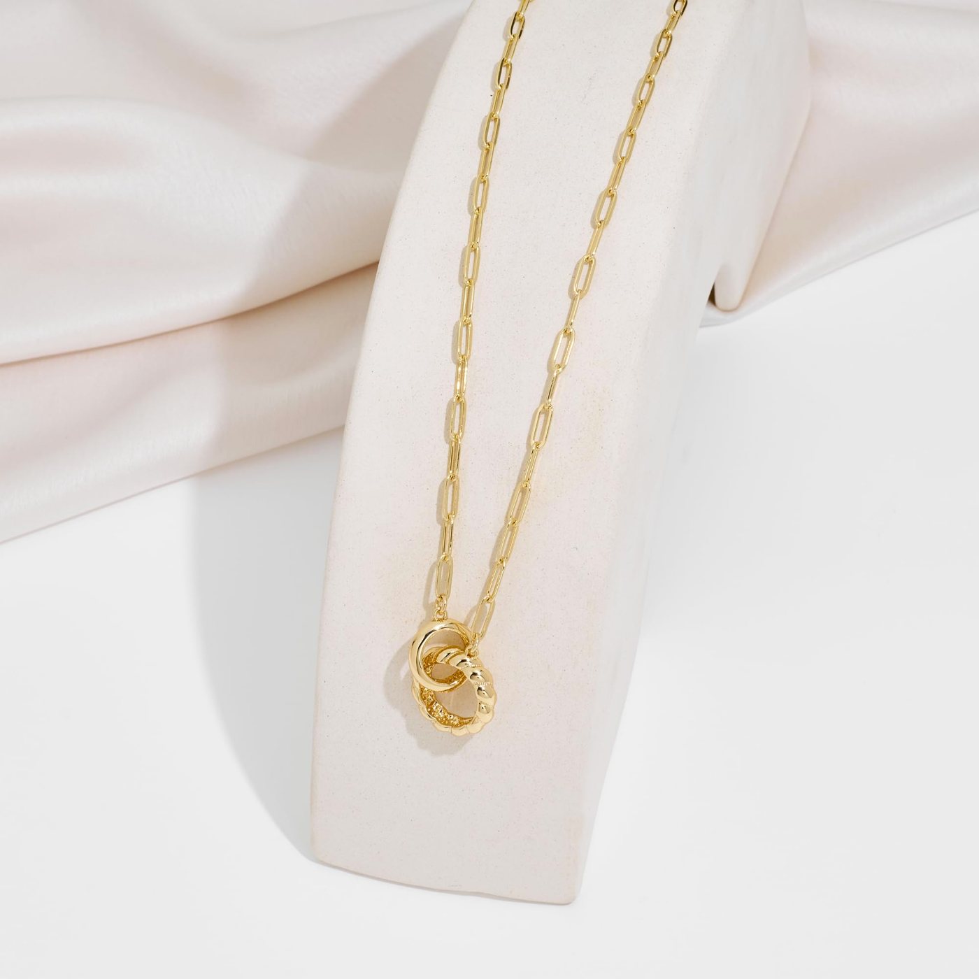 YUJIE Interlocking Ring Pendant Necklace, view 5