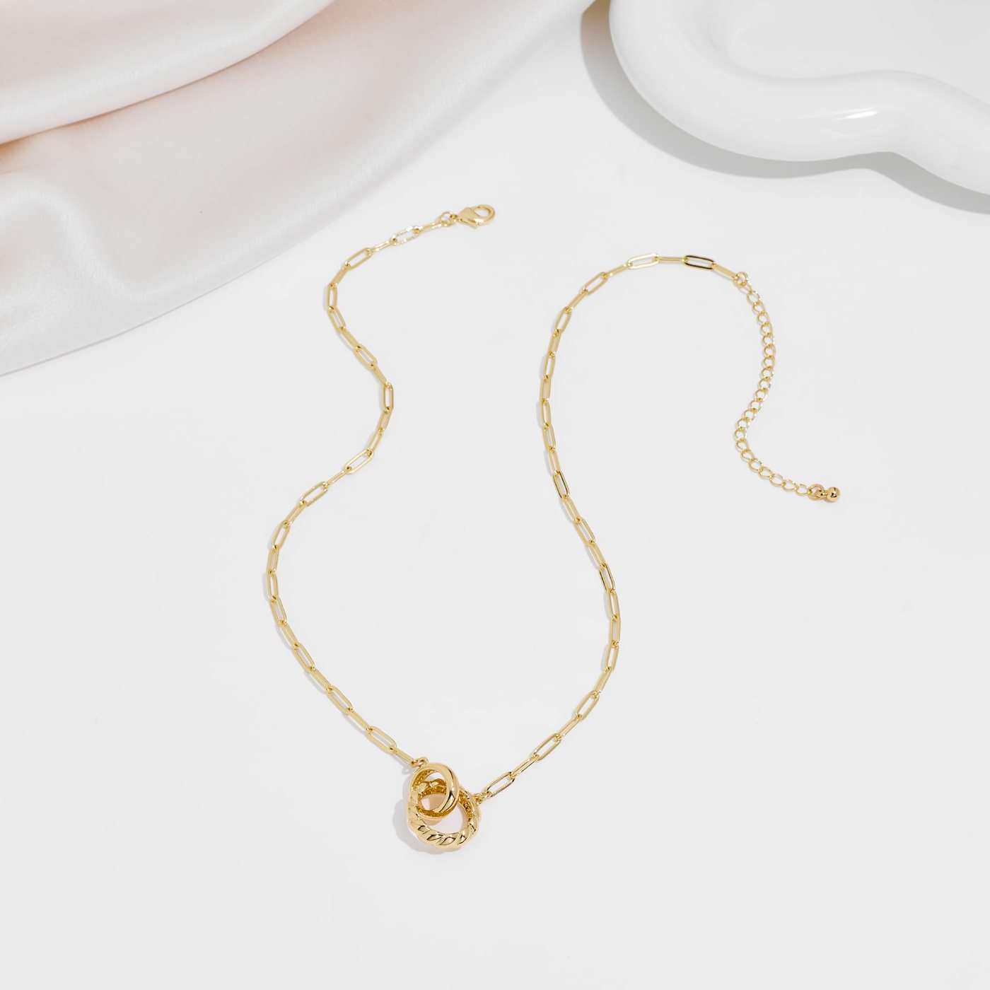 YUJIE Interlocking Ring Pendant Necklace, view 6
