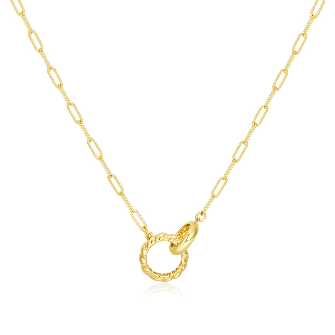 YUJIE Interlocking Ring Pendant Necklace, gold tone