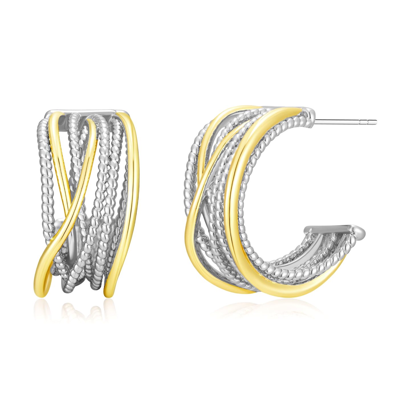 YUJIE Intertwined Hoops, gold and silver