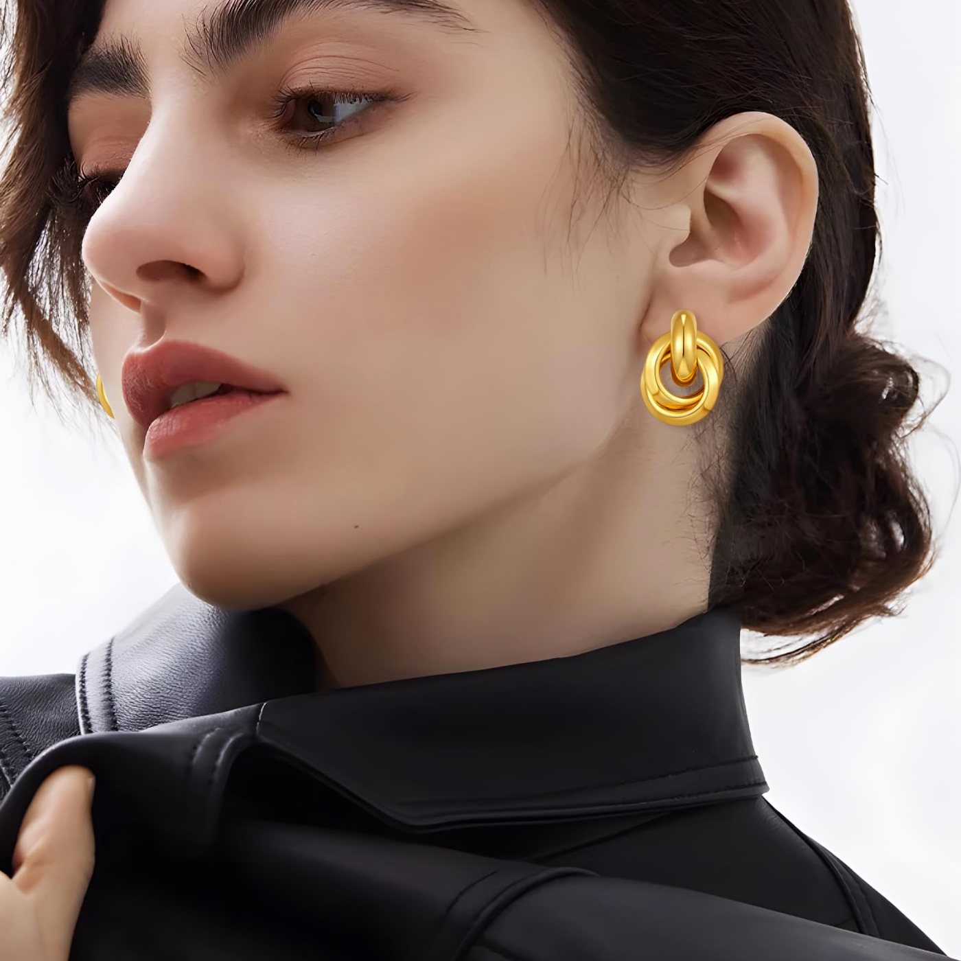 YUJIE Knot Clip-On Earrings, Smooth Knot, second view