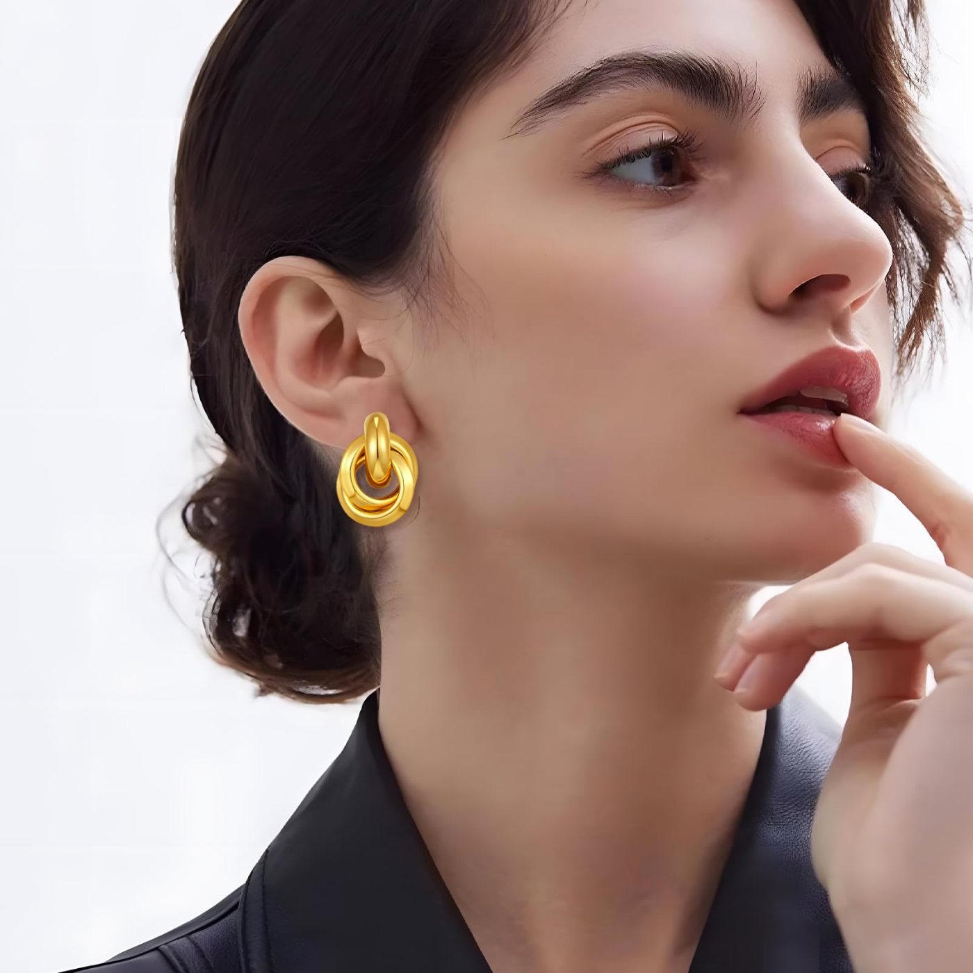 YUJIE Knot Clip-On Earrings, Smooth Knot, view 3