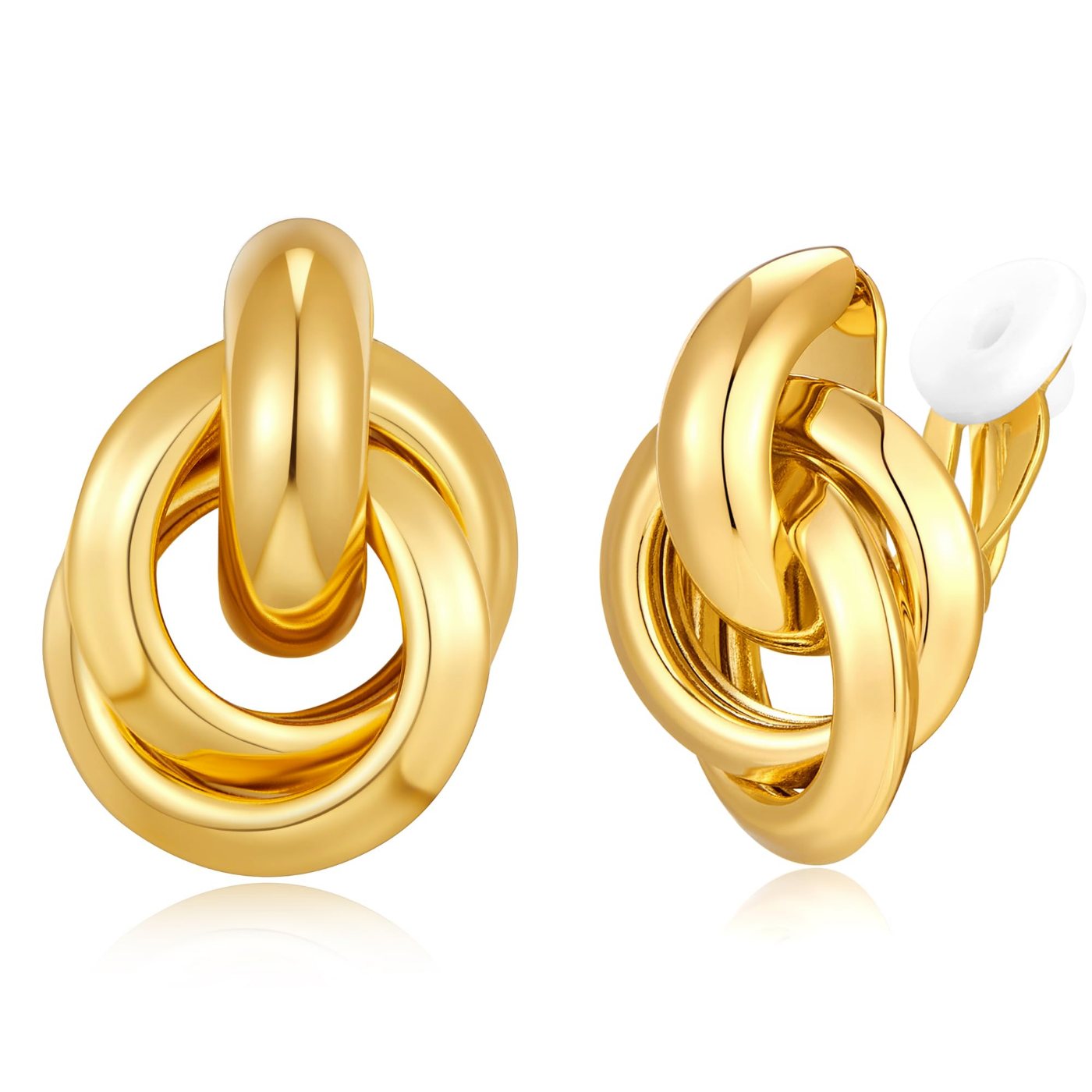 YUJIE Knot Clip-On Earrings, Smooth Knot, gold tone
