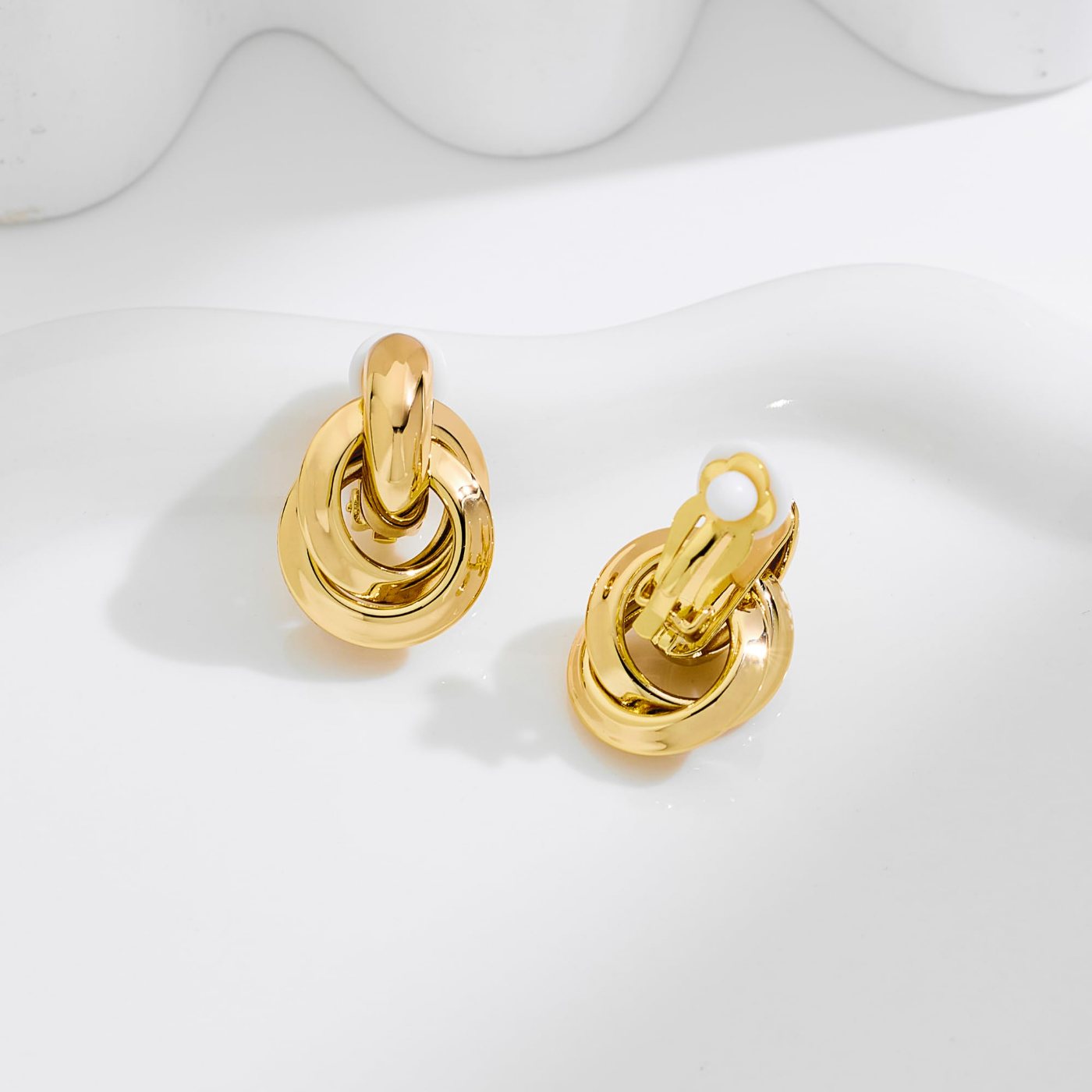YUJIE Knot Clip-On Earrings, Smooth Knot, view 5