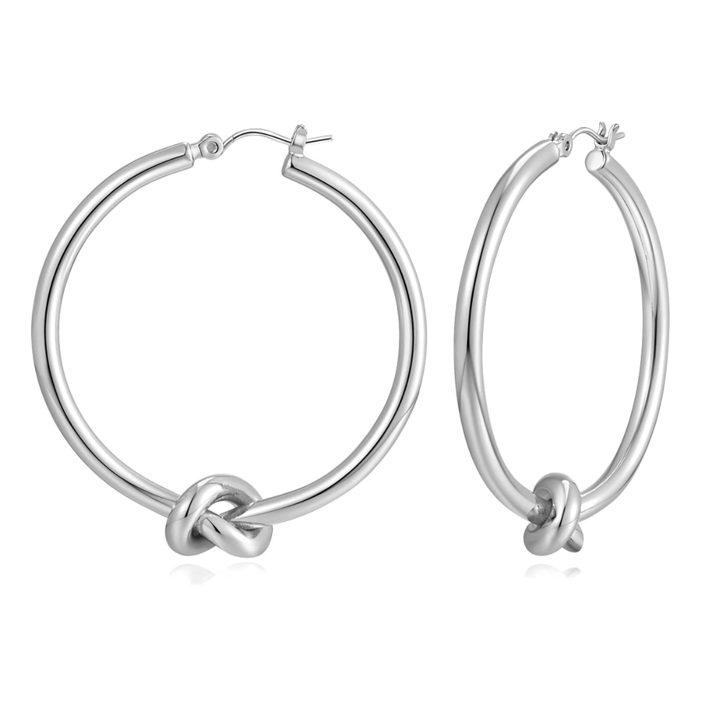 YUJIE Knot Hoops, Silver Tone, silver tone