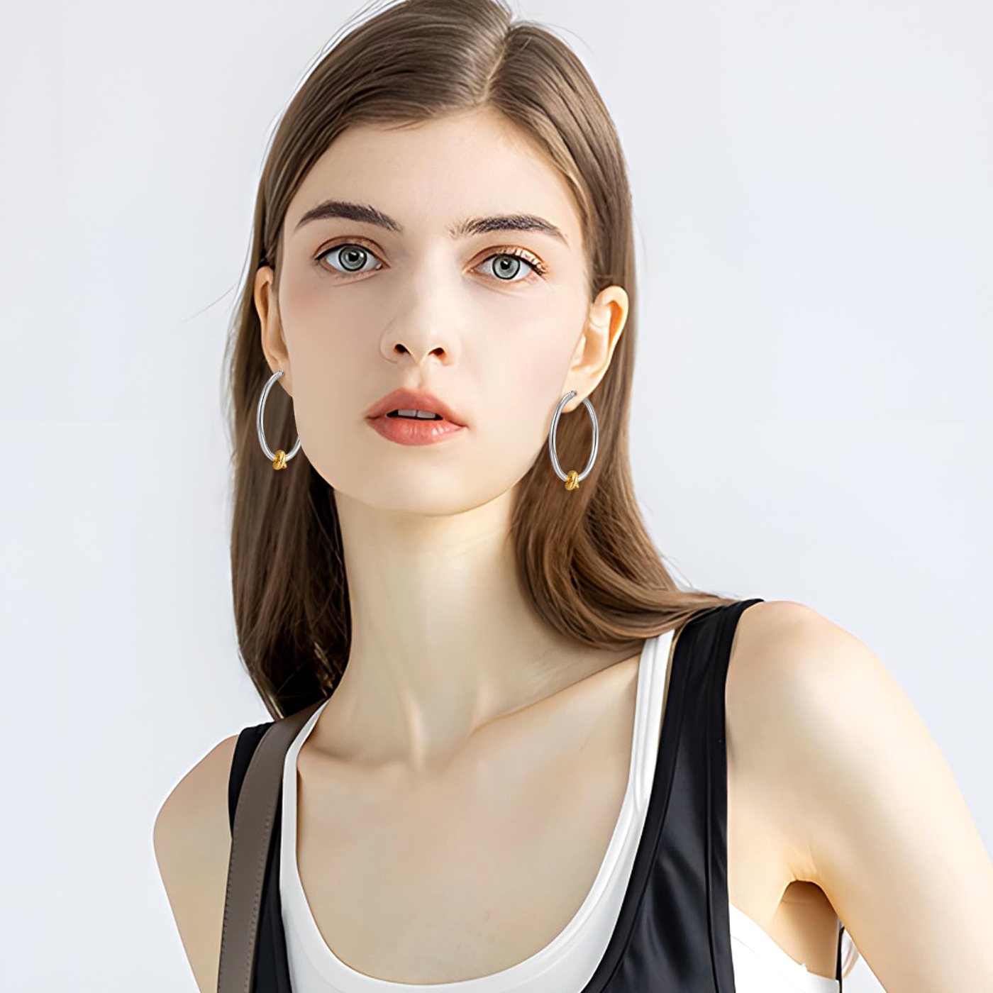YUJIE Knot Hoops, Two Tone, view 4