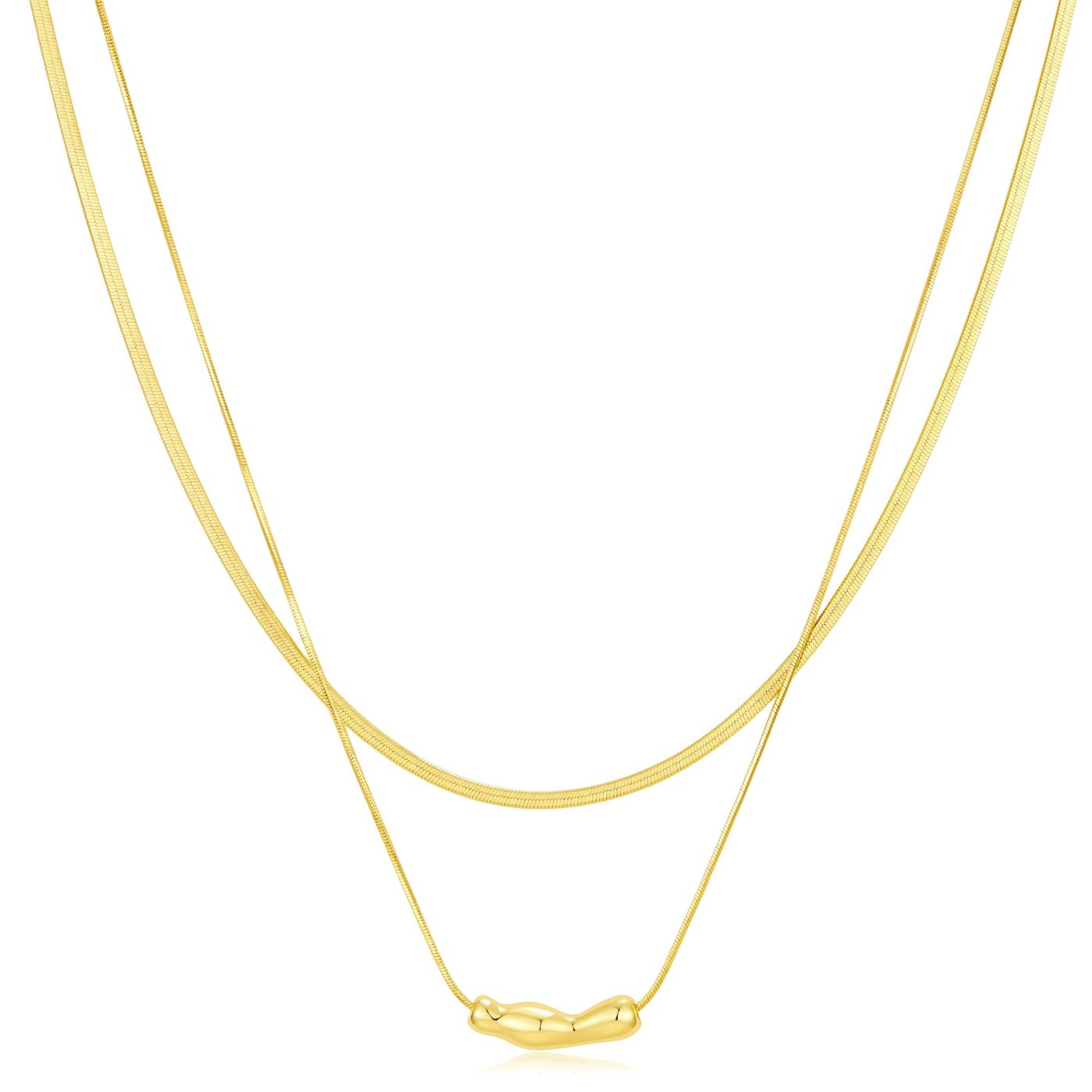 YUJIE Layered Pendant Necklace, Gold Bar, gold tone