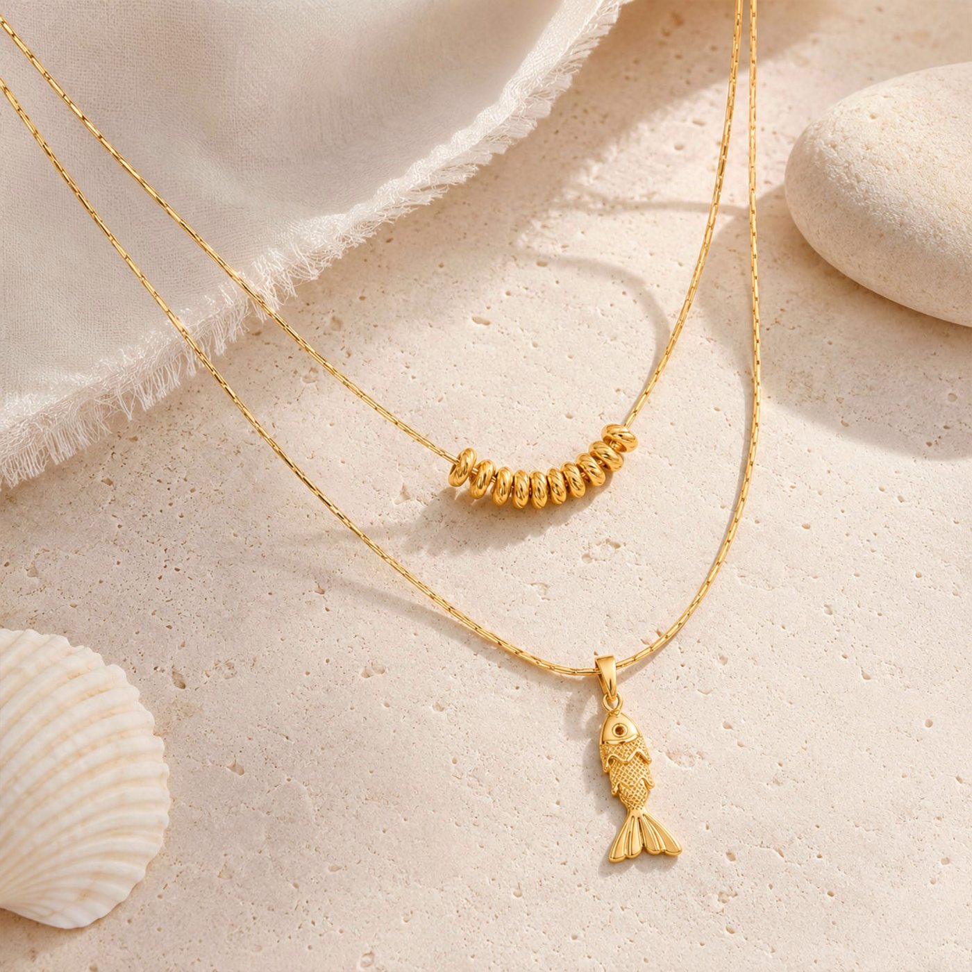 YUJIE Layered Pendant Necklace, Fish Pendant, view 5