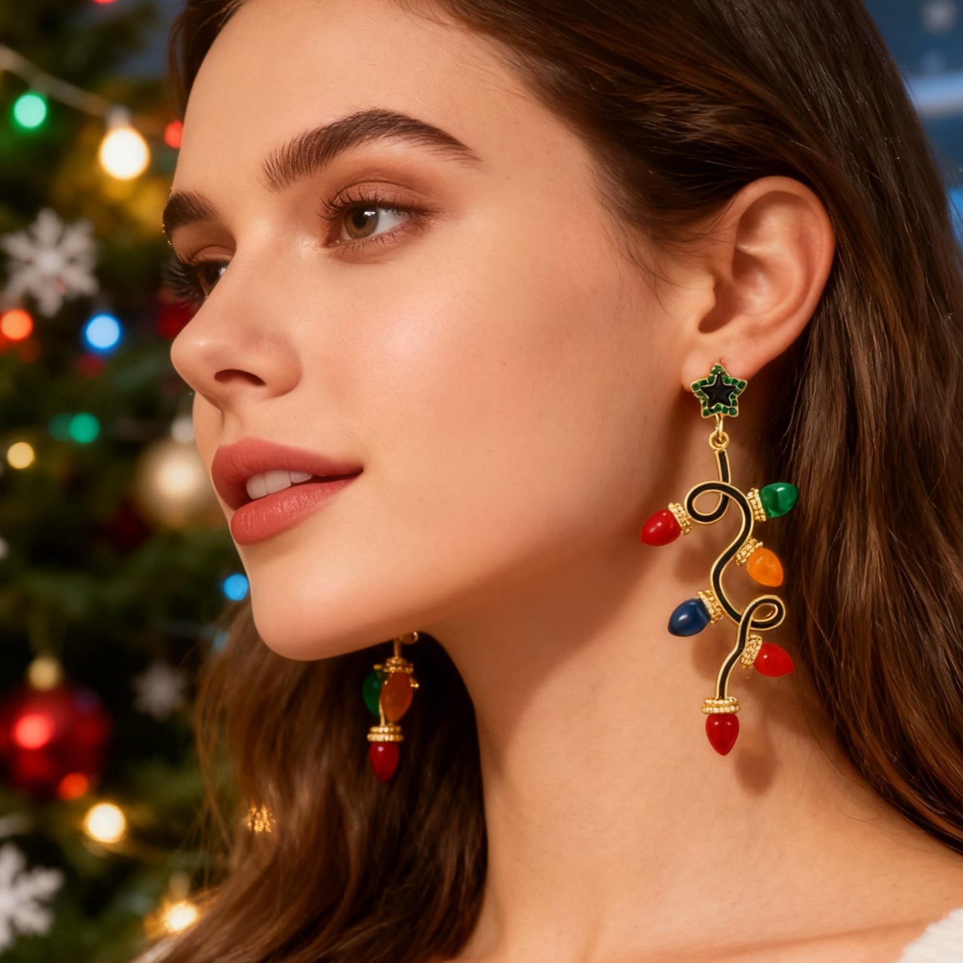 YUJIE Light Bulb Drop Earrings, Star Topper, view 4