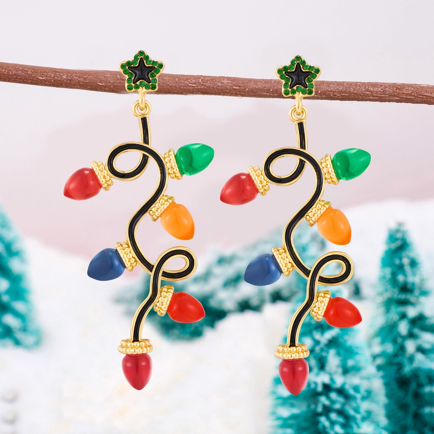 YUJIE Light Bulb Drop Earrings, Star Topper, view 5