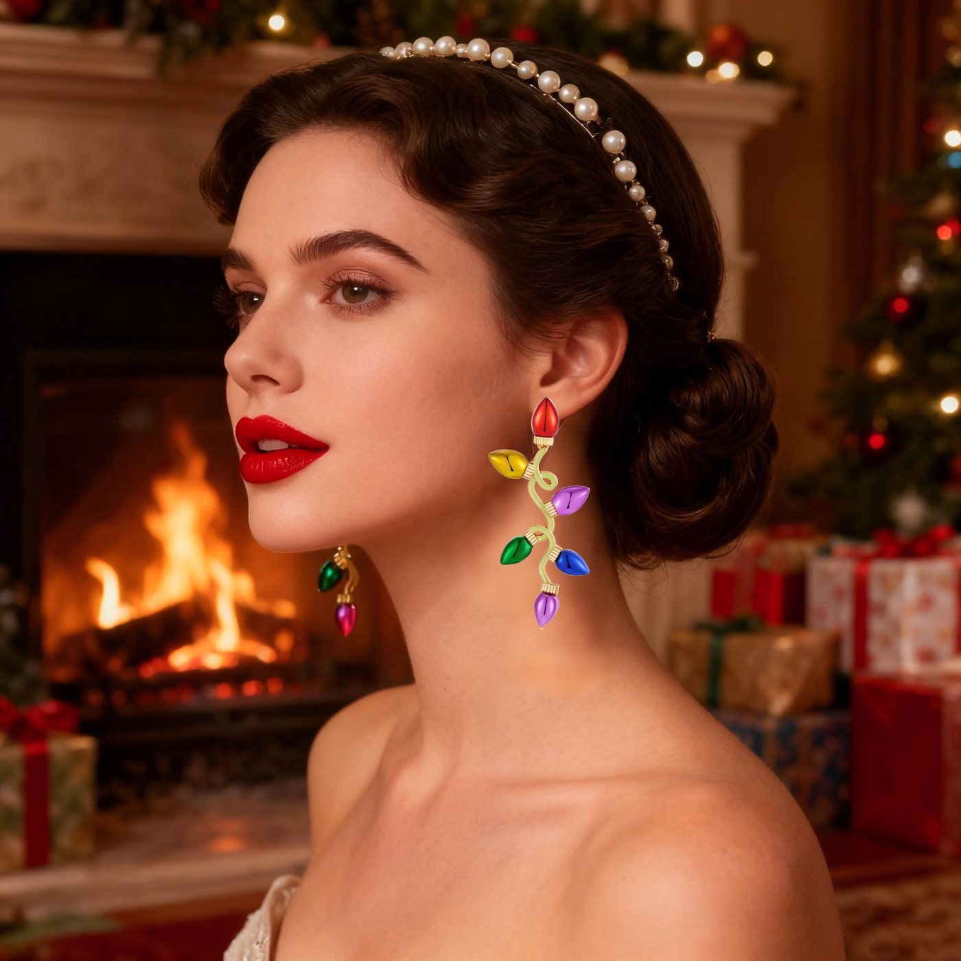 YUJIE Light Bulb Drop Earrings, Multi Colored, view 4