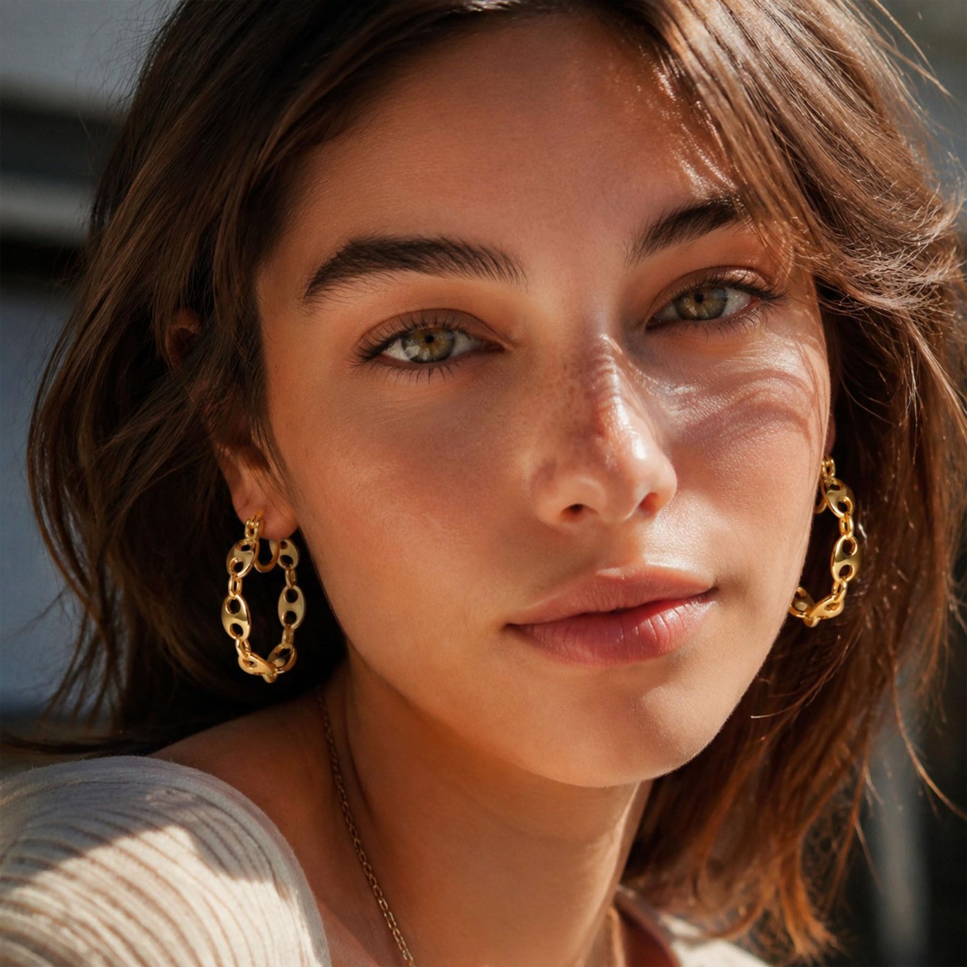 YUJIE Link Chain Hoops, second view