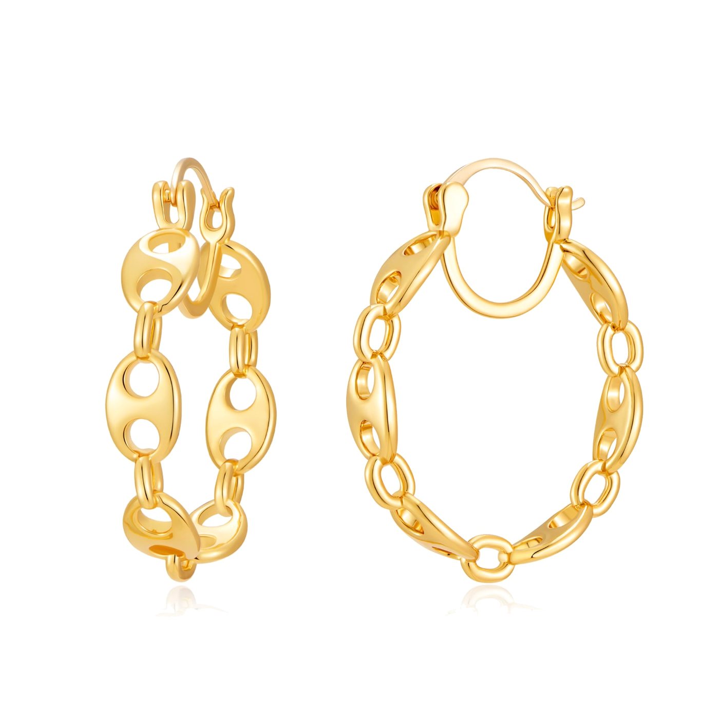 YUJIE Link Chain Hoops, gold tone