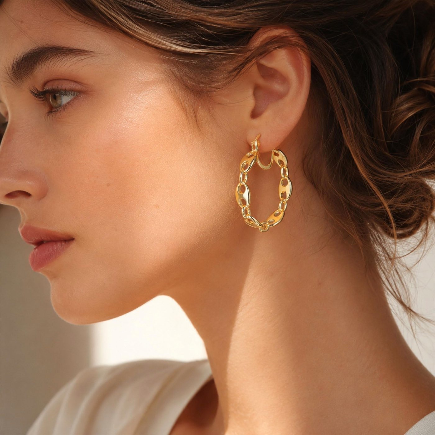 YUJIE Link Chain Hoops, view 4