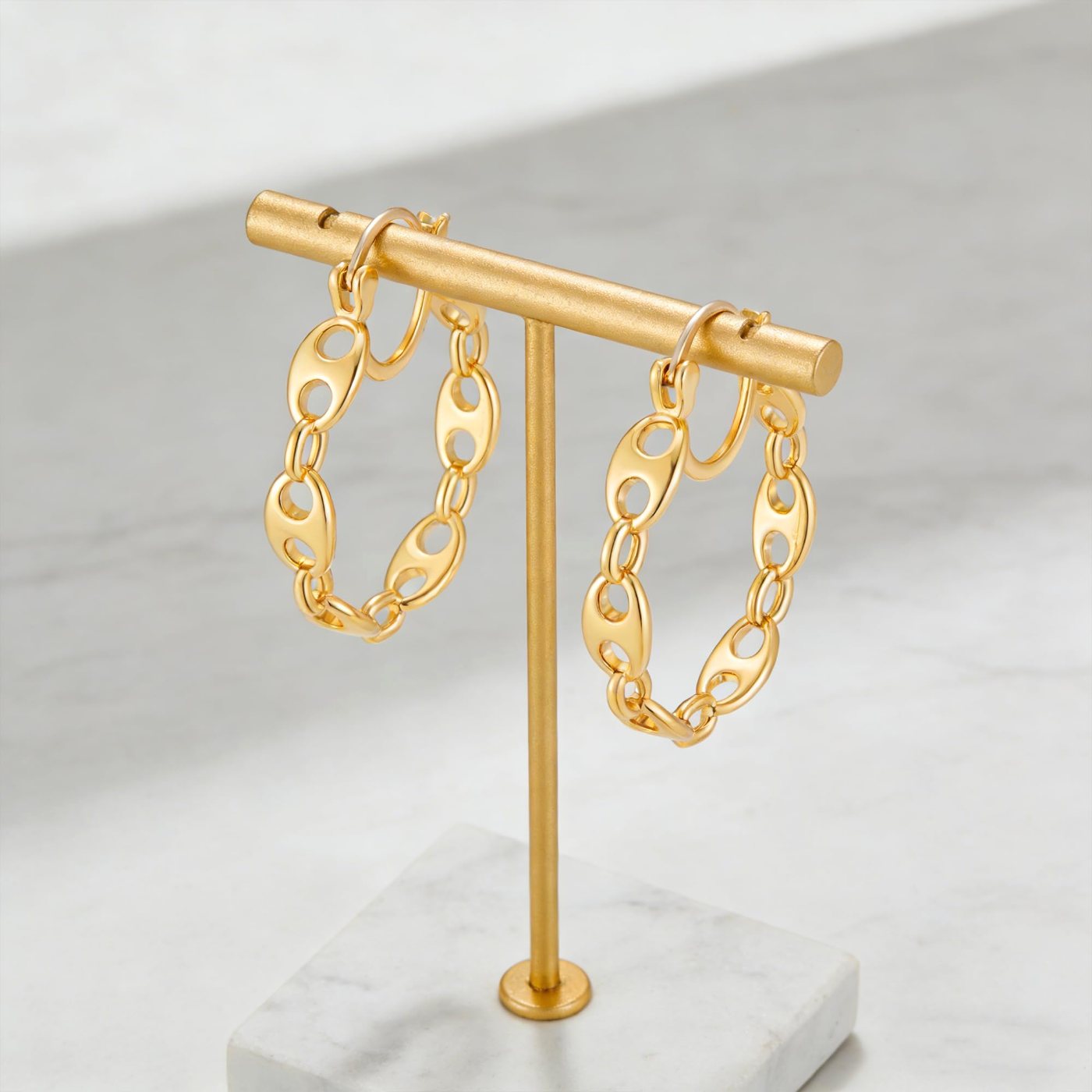 YUJIE Link Chain Hoops, view 5