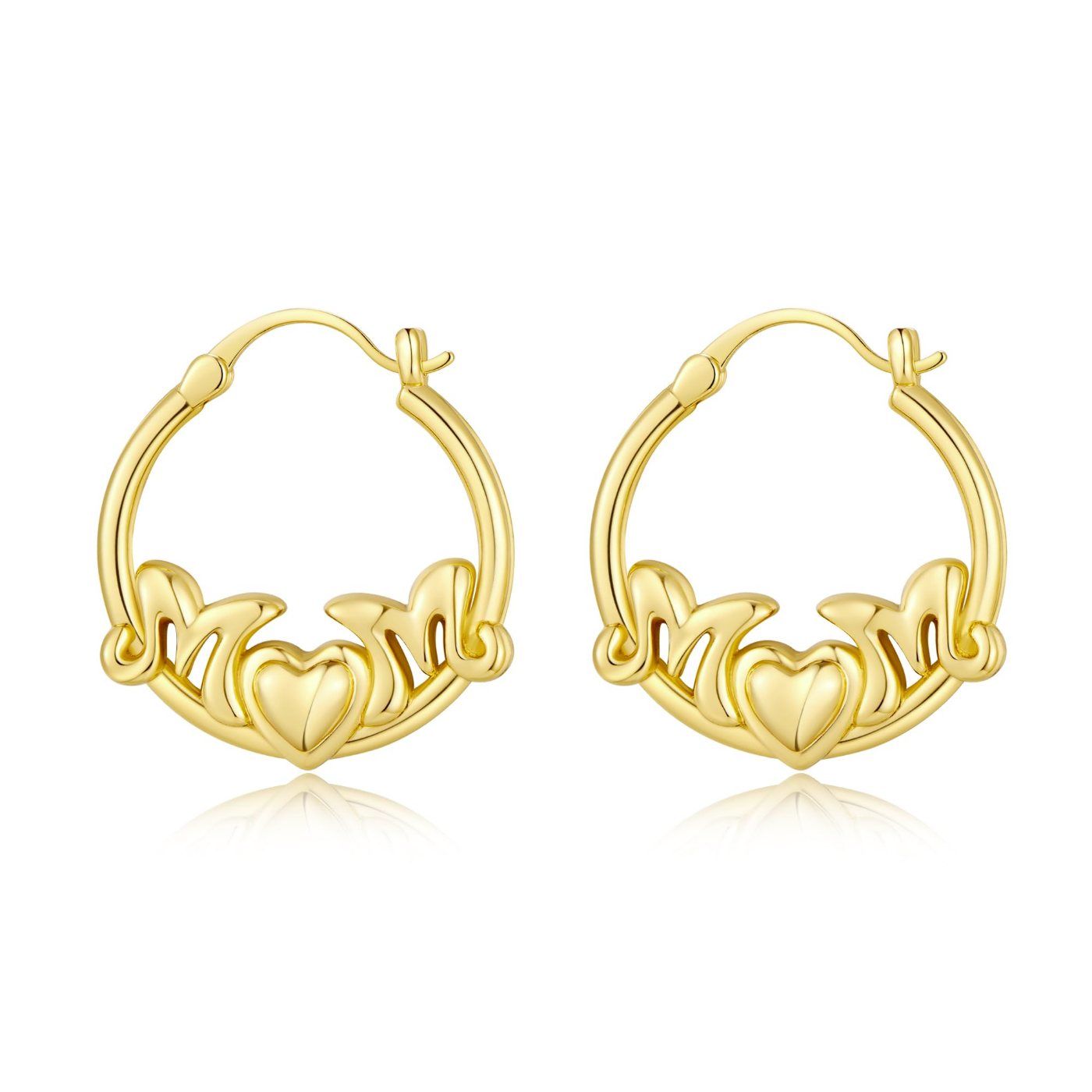 YUJIE Mom Heart Hoops, gold tone