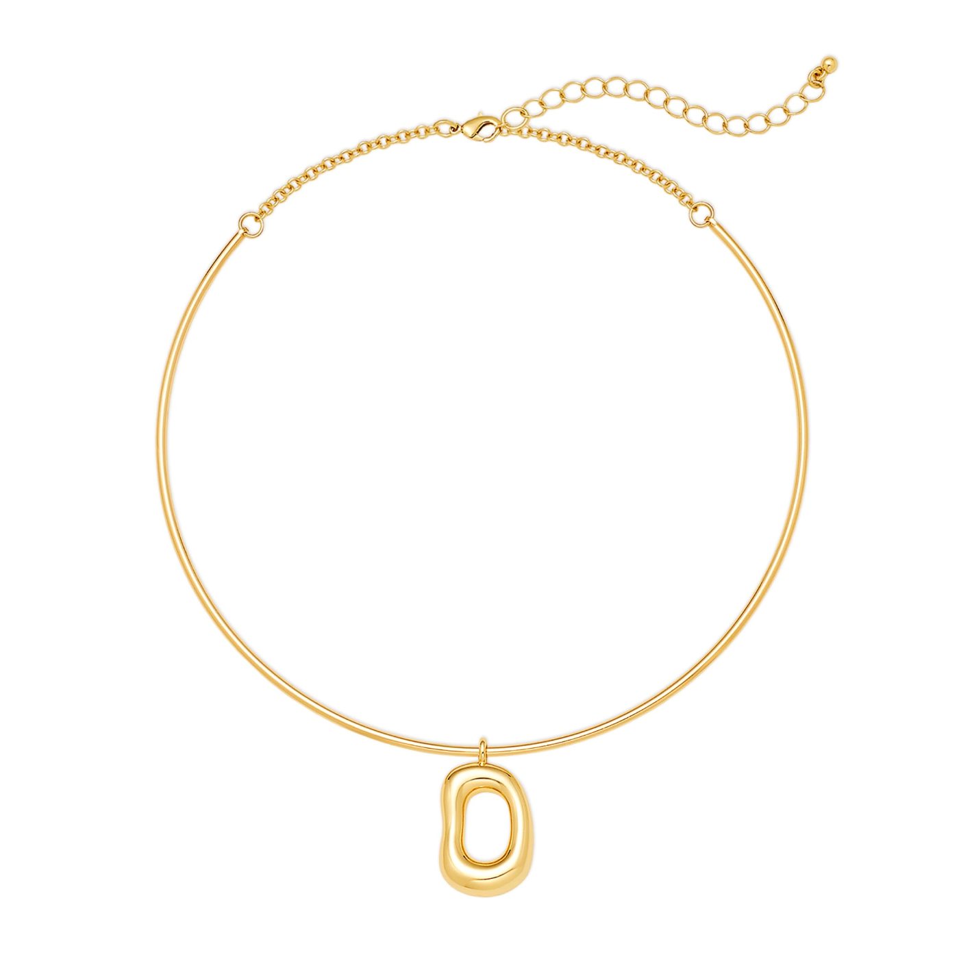 YUJIE Oval Pendant Choker, gold tone