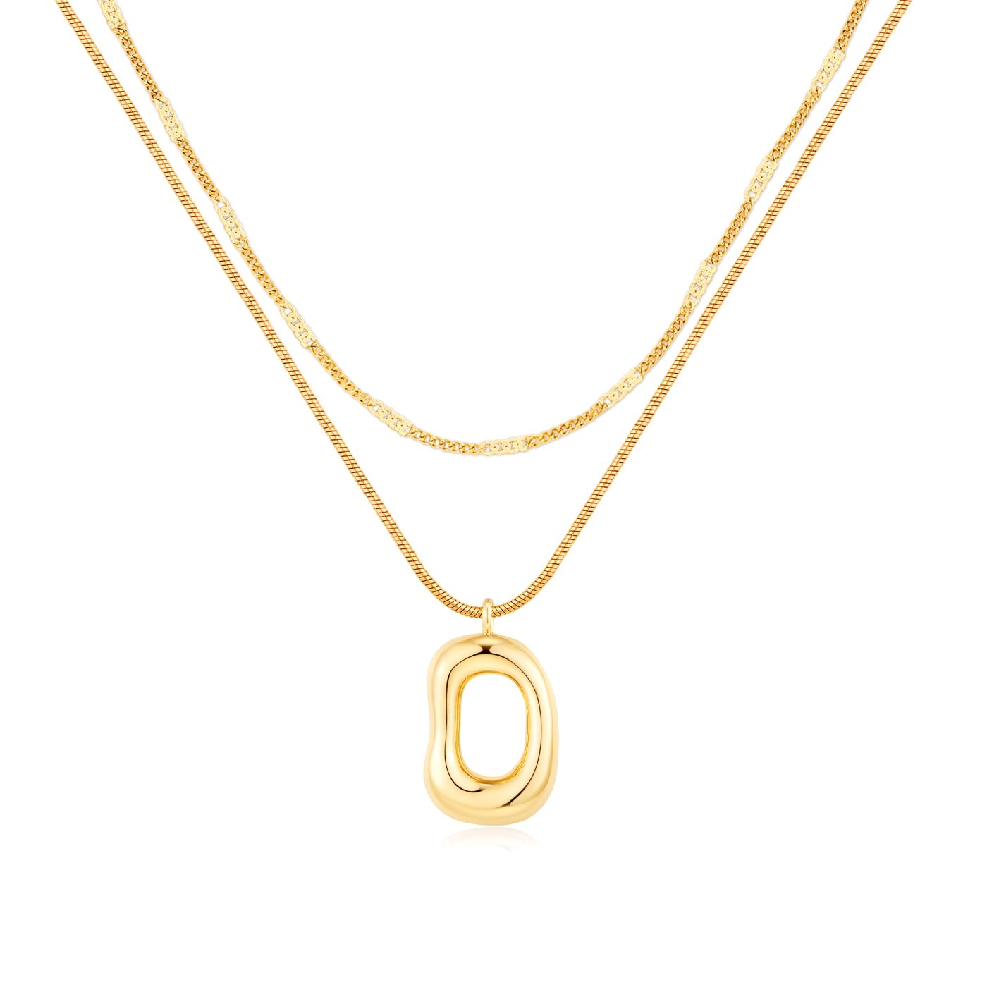 YUJIE Oval Pendant Necklace, Gold Tone, gold tone