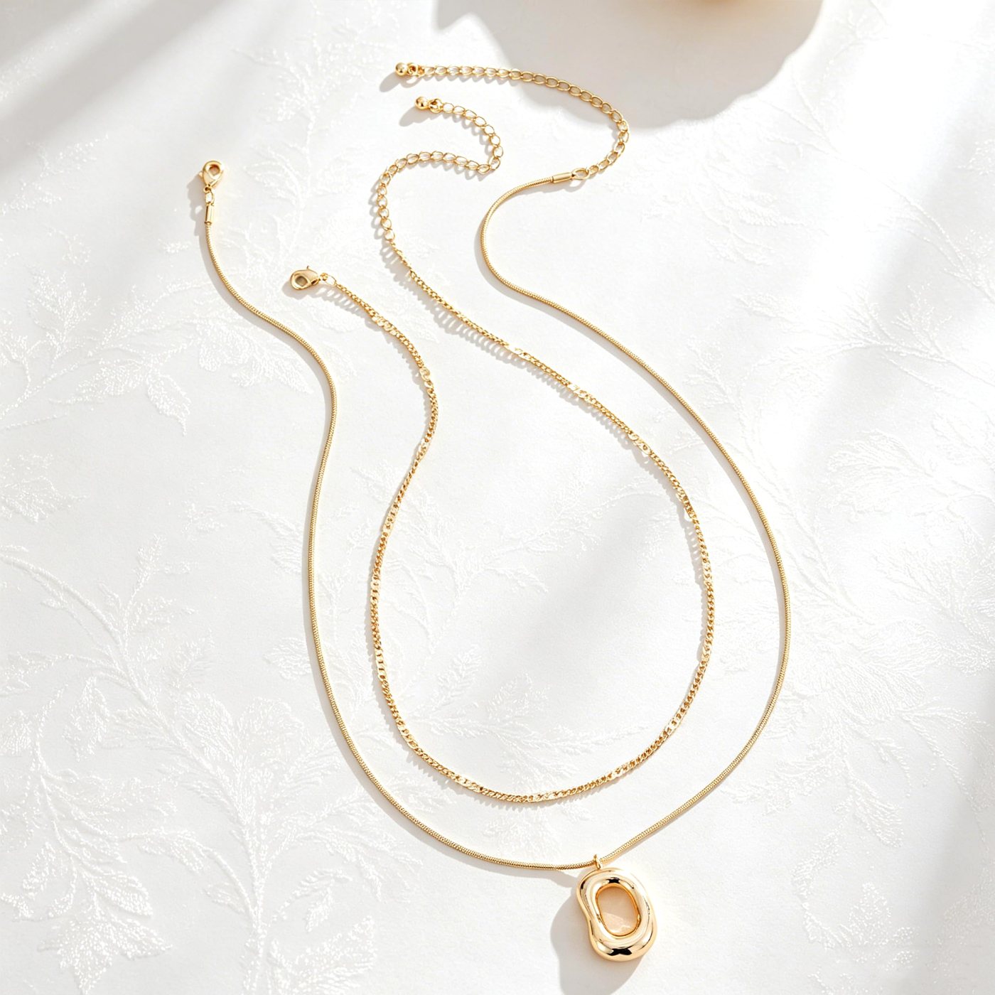 YUJIE Oval Pendant Necklace, Gold Tone, view 5