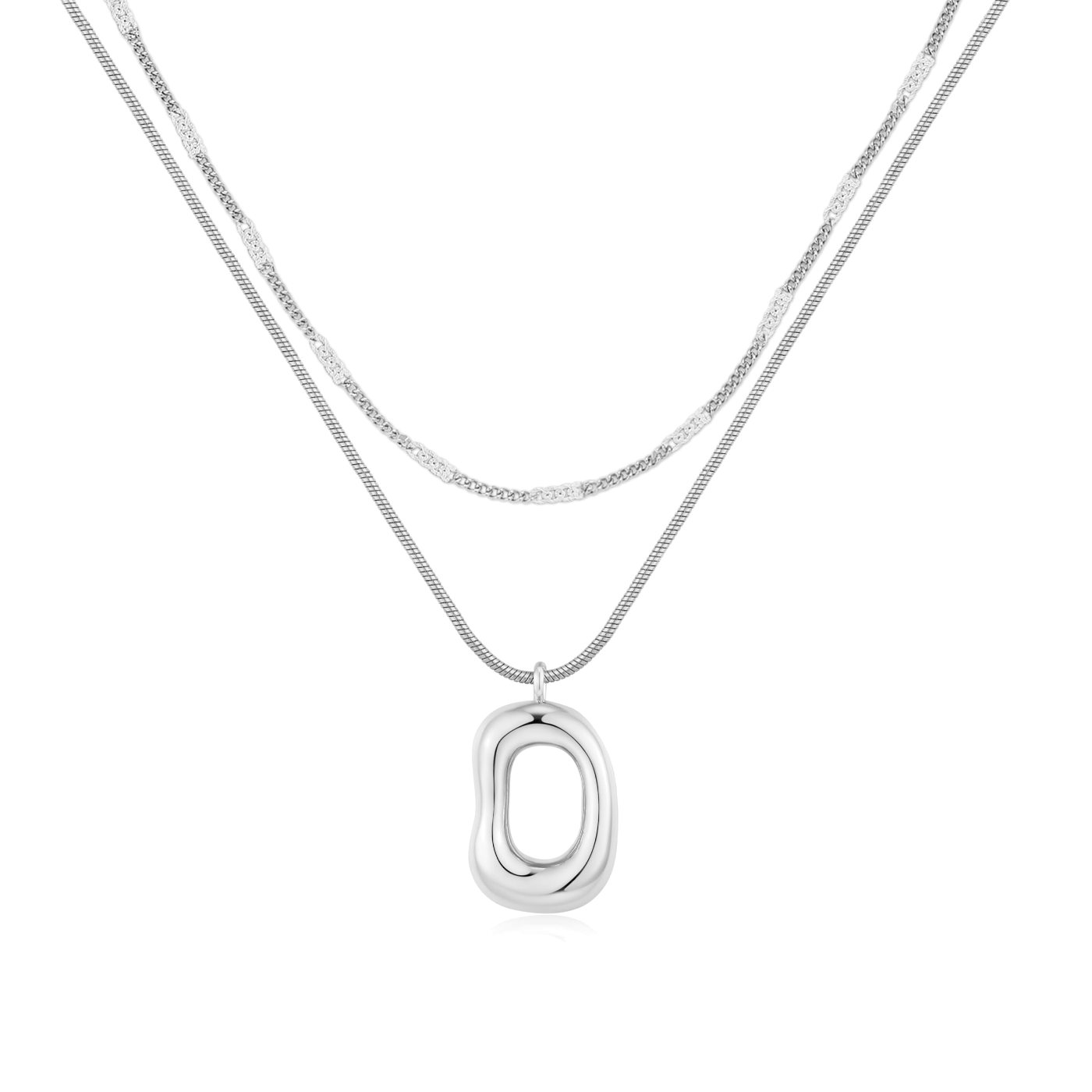 YUJIE Oval Pendant Necklace, Silver Tone, silver tone