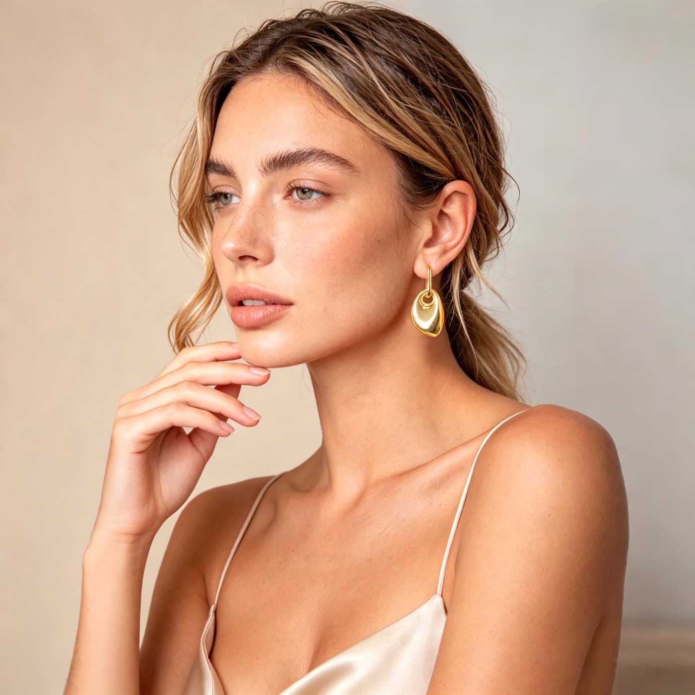YUJIE Paperclip Link Drop Earrings, second view