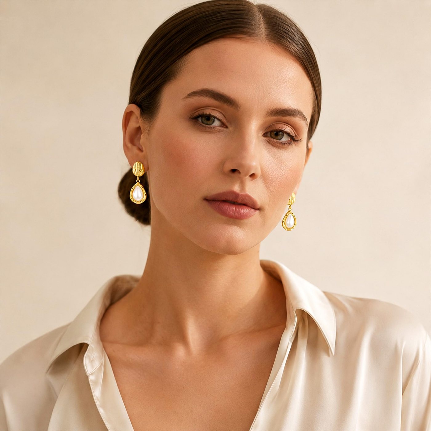 YUJIE Pearl Drop Earrings, view 4