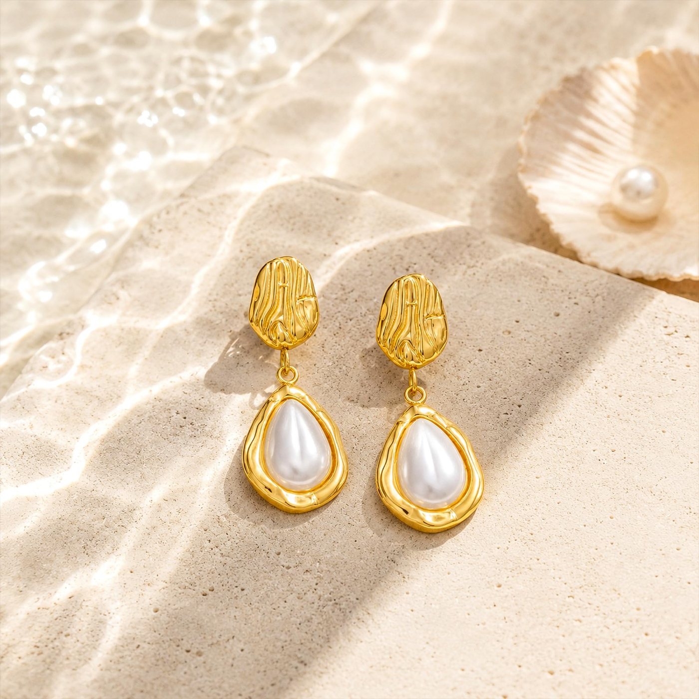 YUJIE Pearl Drop Earrings, view 5