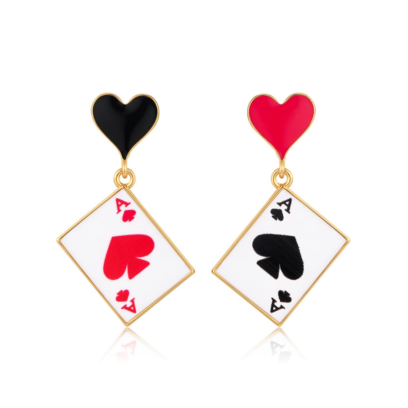 YUJIE Poker Card Drop Earrings, Mixed Hearts, color