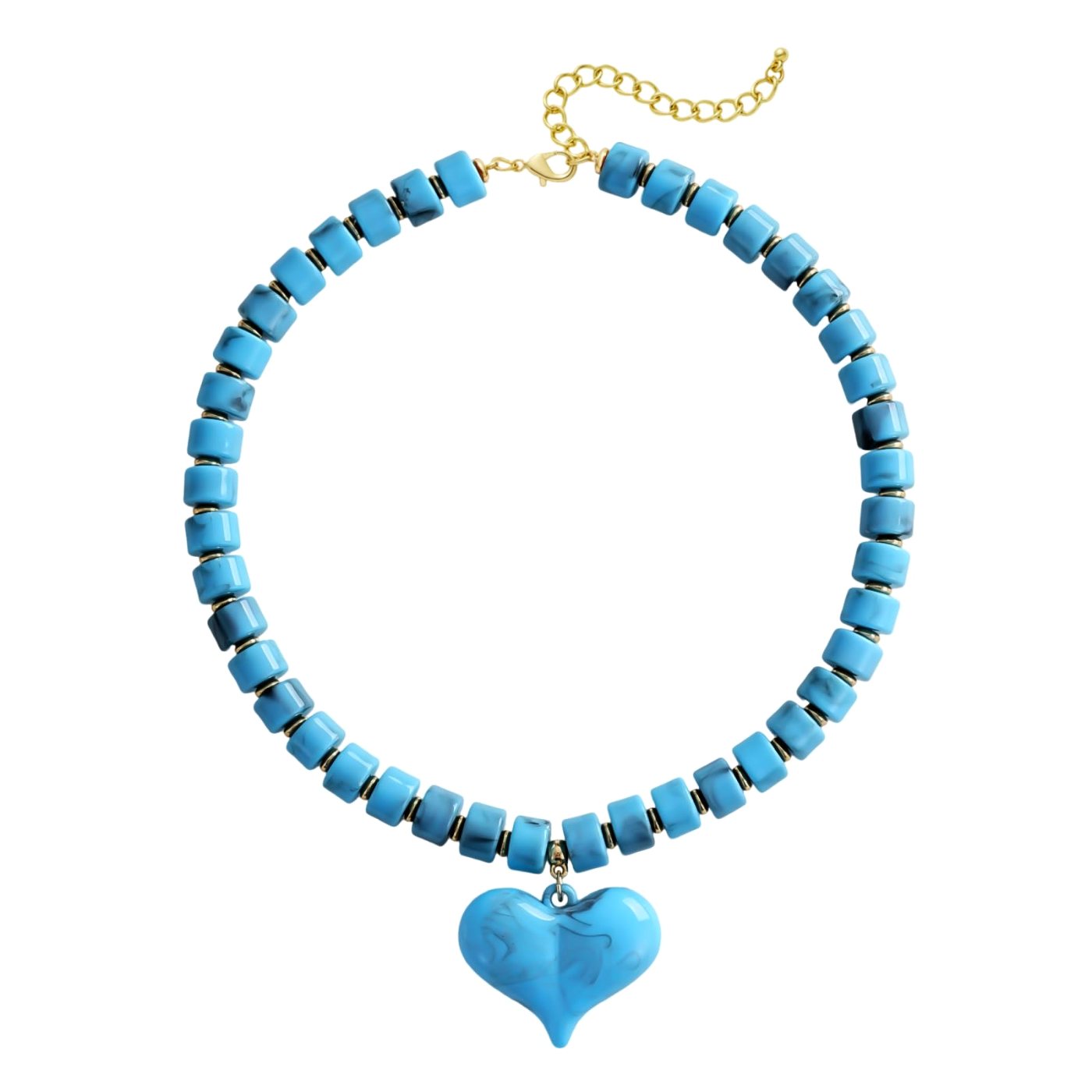 YUJIE Puff Heart Pendant Necklace, Blue, color