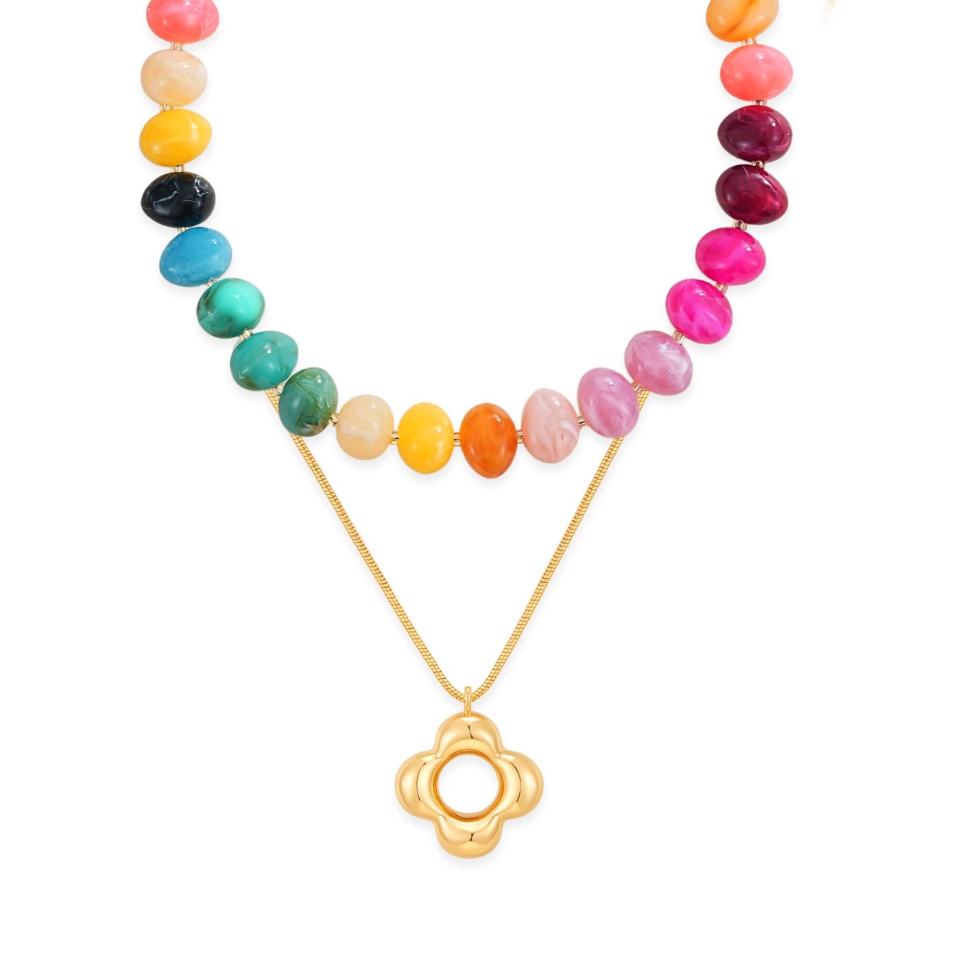 YUJIE Puff Heart Pendant Necklace, Flower Pendant, color