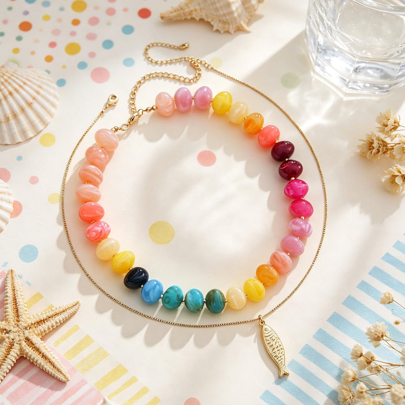 YUJIE Puff Heart Pendant Necklace, Fish Pendant, view 5